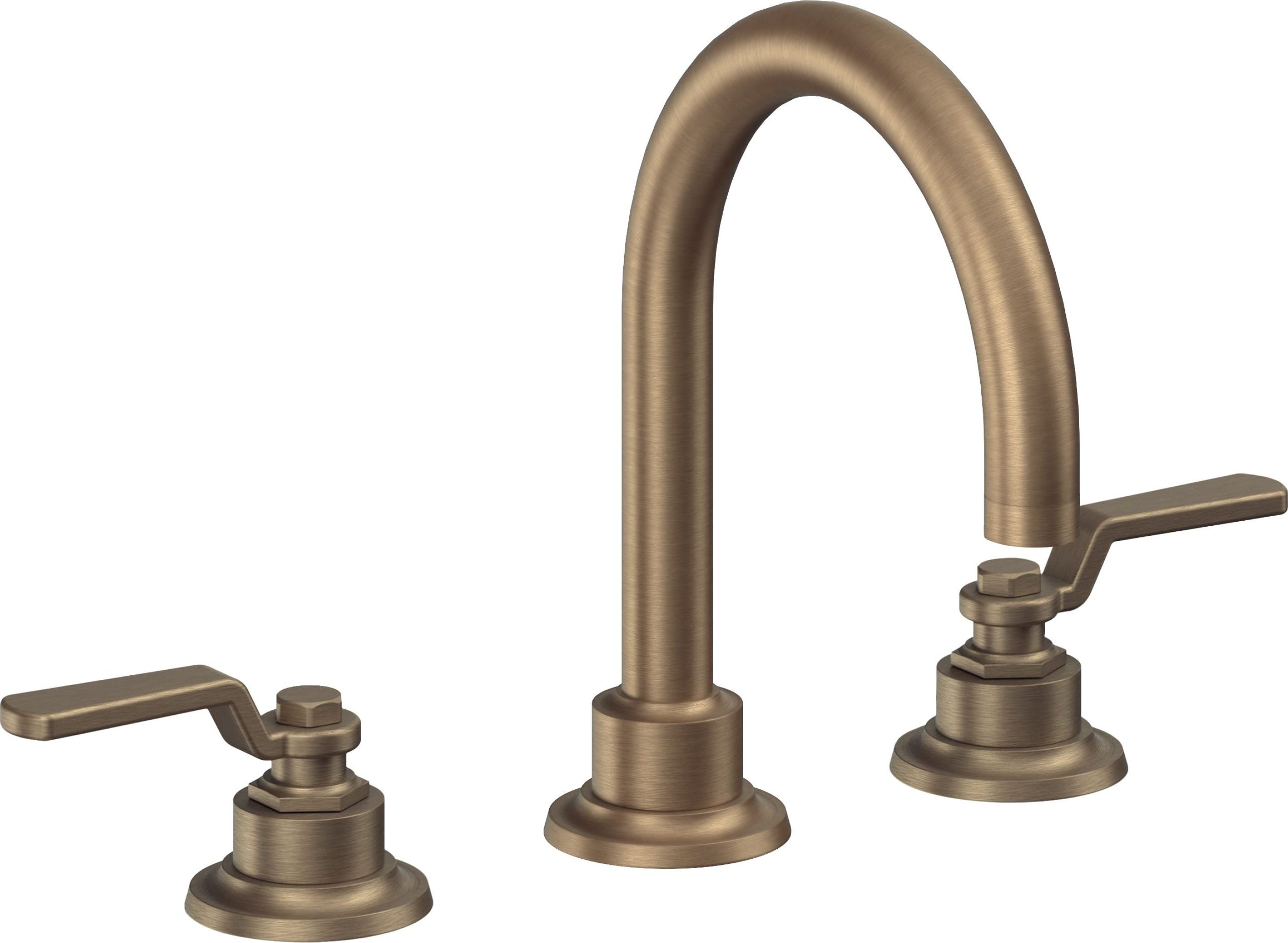 California Faucets - 8102ZB-ABF - 8" Widespread Lavatory Faucet with ZeroDrain - Antique Brass Flat - Descanso Works