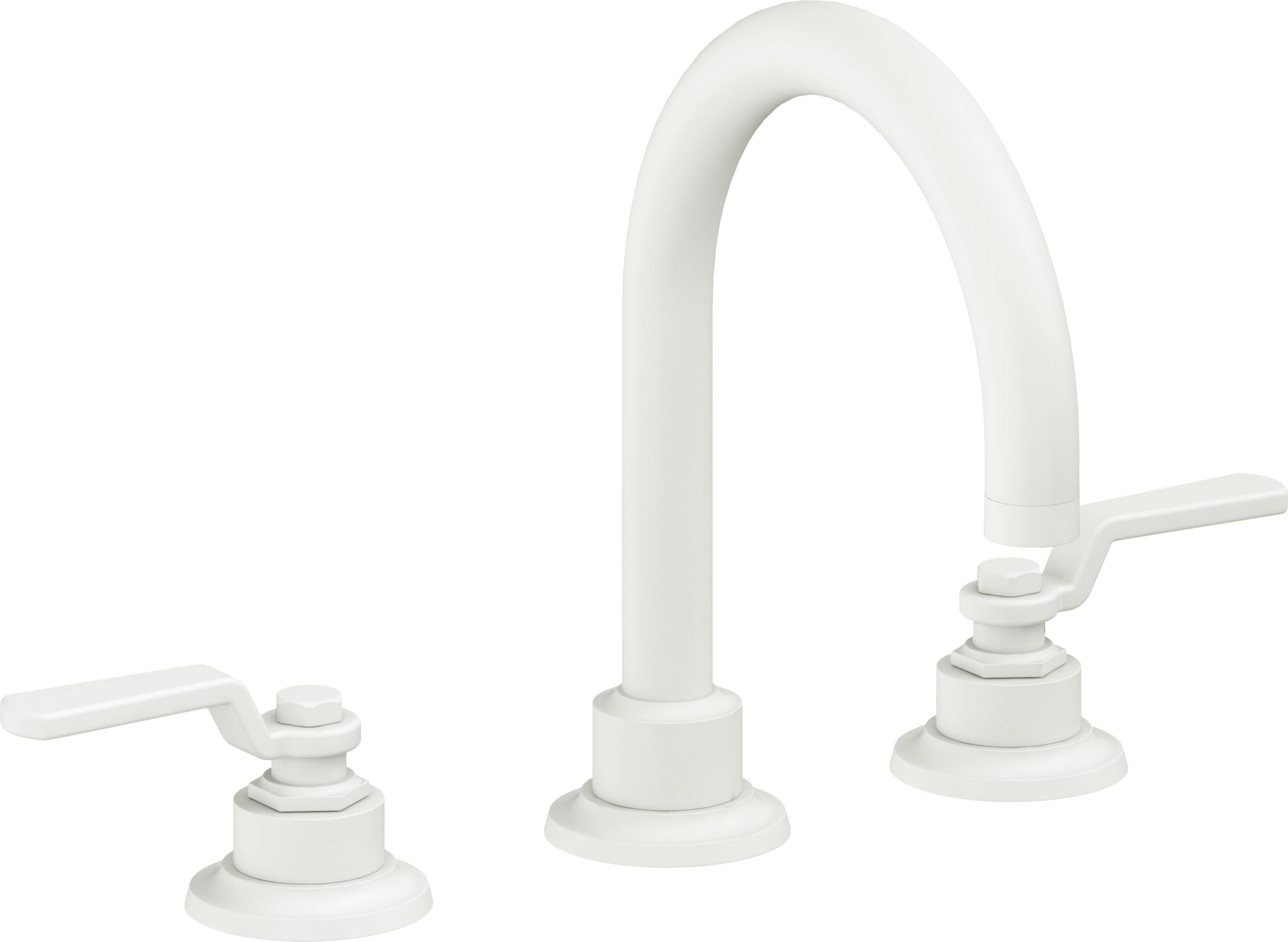 California Faucets - 8102ZB-MWHT - 8" Widespread Lavatory Faucet with ZeroDrain - Matte White - Descanso Works