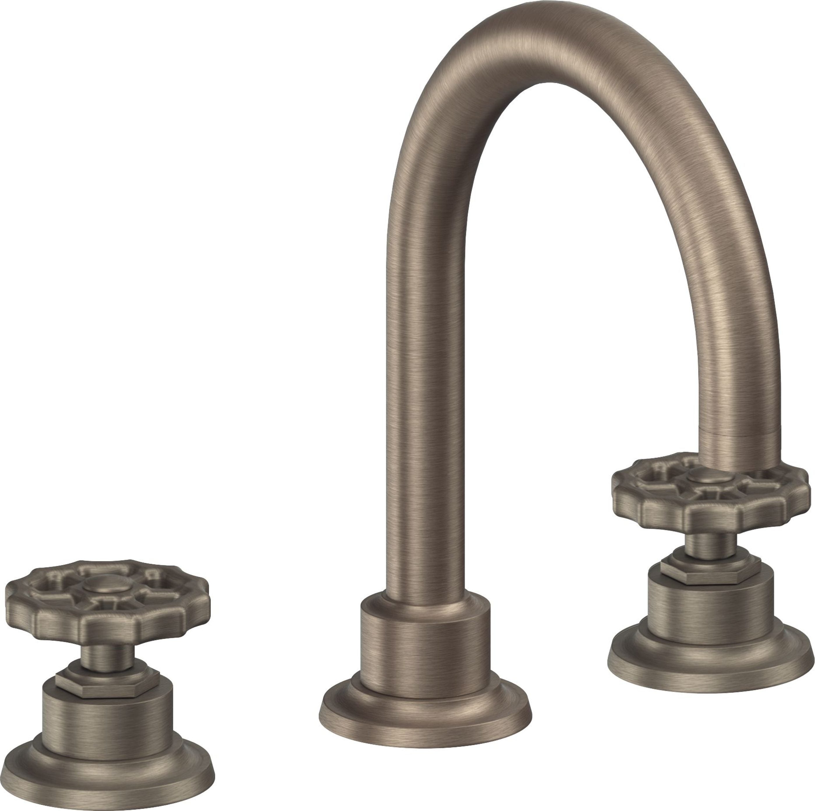 California Faucets - 8102WZBF-ANF - 8" Widespread Lavatory Faucet with Completely Finished ZeroDrain - Antique Nickel Flat - Descanso Works