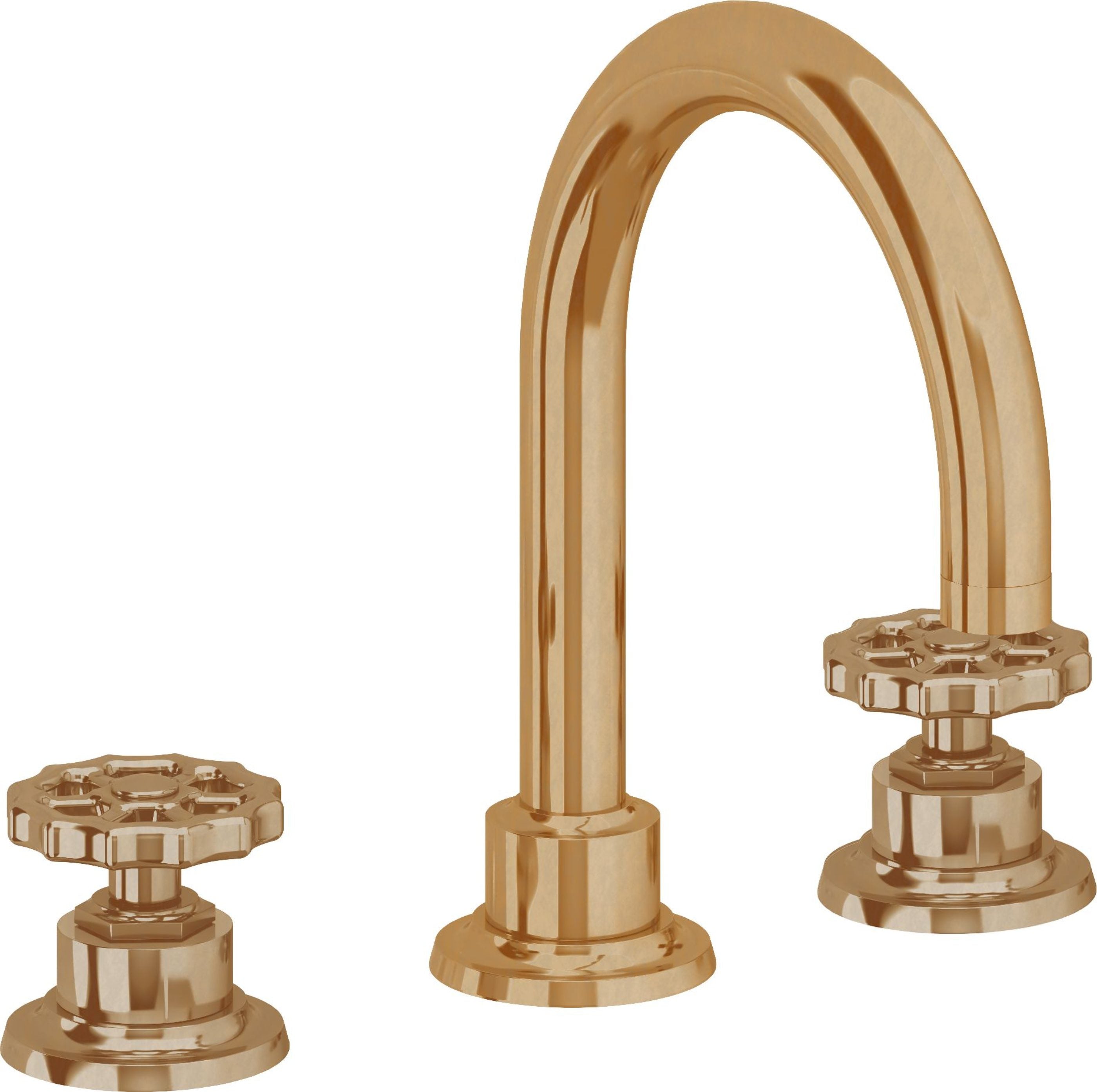 California Faucets - 8102W-BBU - 8" Widespread Lavatory Faucet - Burnished Brass Uncoated - Descanso Works