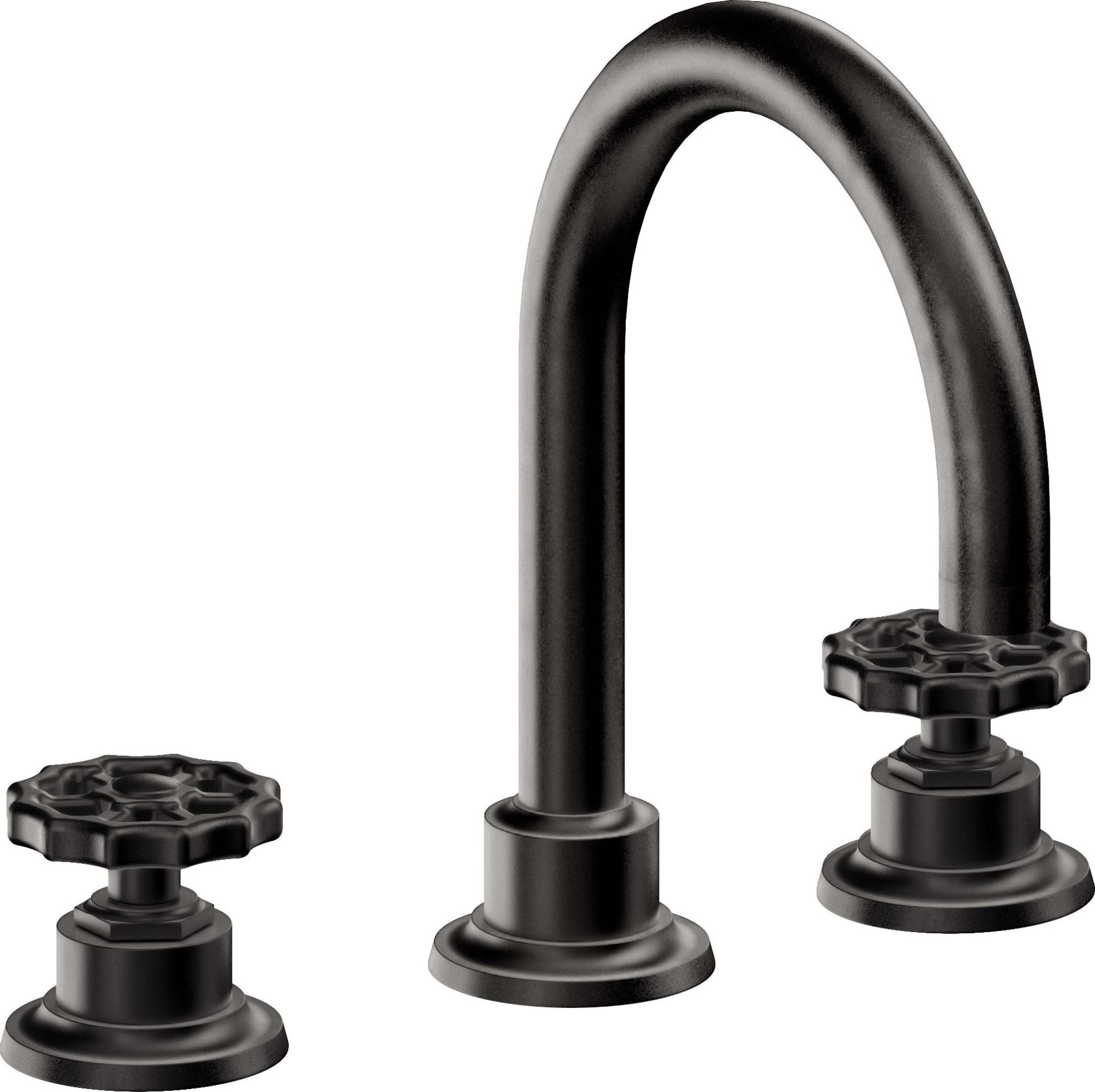 California Faucets - 8102WZBF-MBLK - 8" Widespread Lavatory Faucet with Completely Finished ZeroDrain - Matte Black - Descanso Works