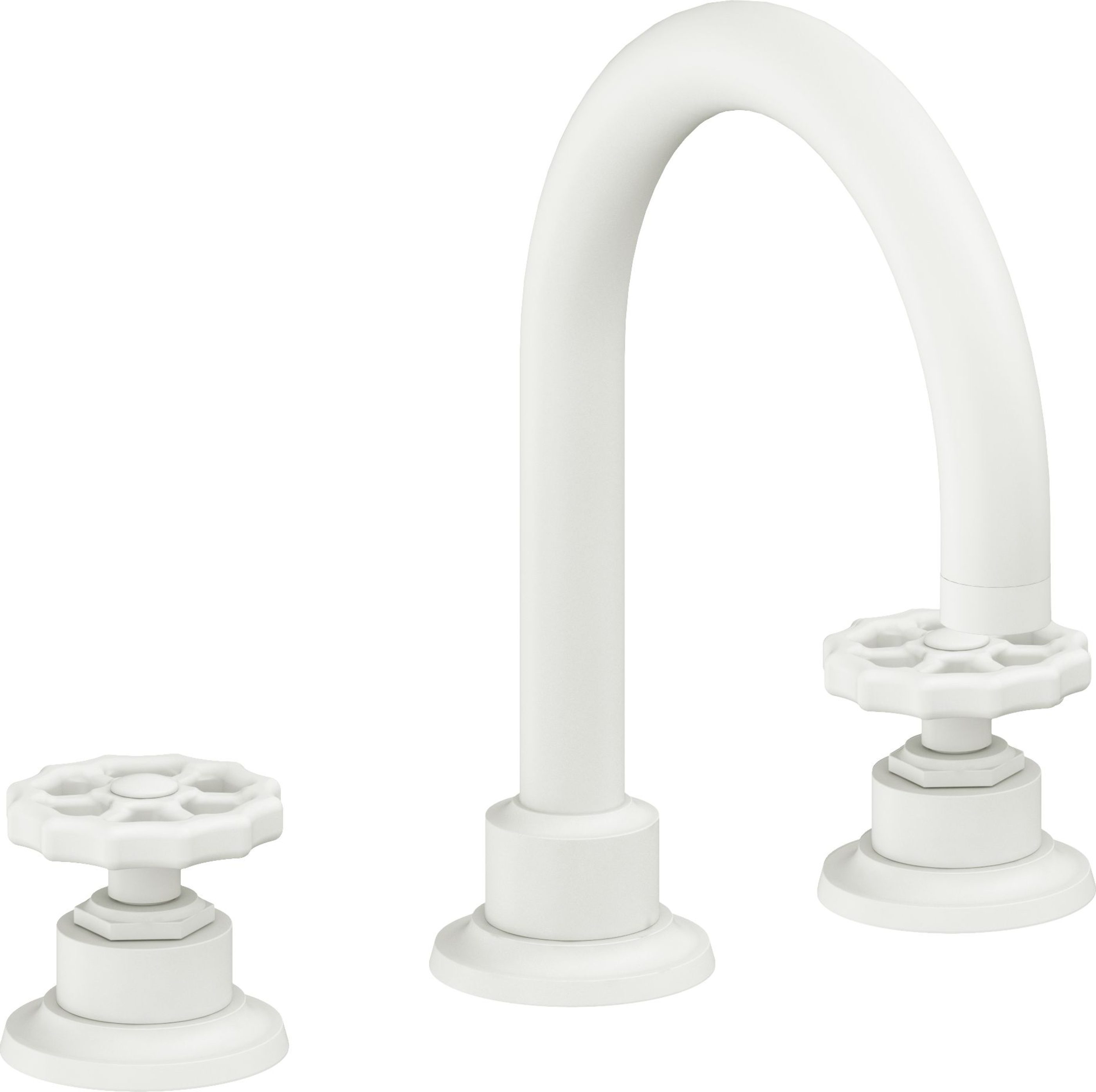 California Faucets - 8102WZBF-MWHT - 8" Widespread Lavatory Faucet with Completely Finished ZeroDrain - Matte White - Descanso Works