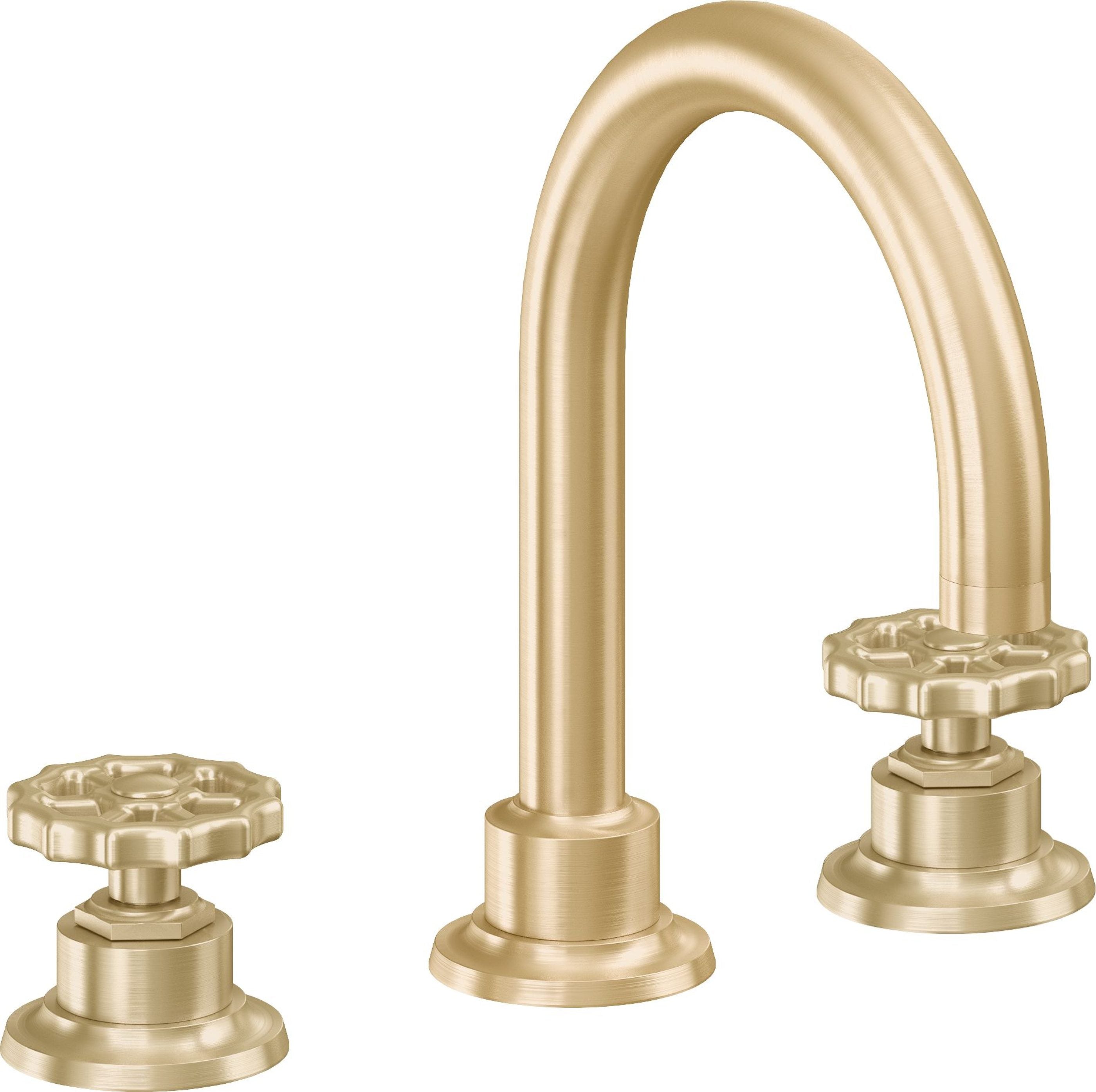 California Faucets - 8102W-SB - 8" Widespread Lavatory Faucet - Satin Brass (PVD) - Descanso Works