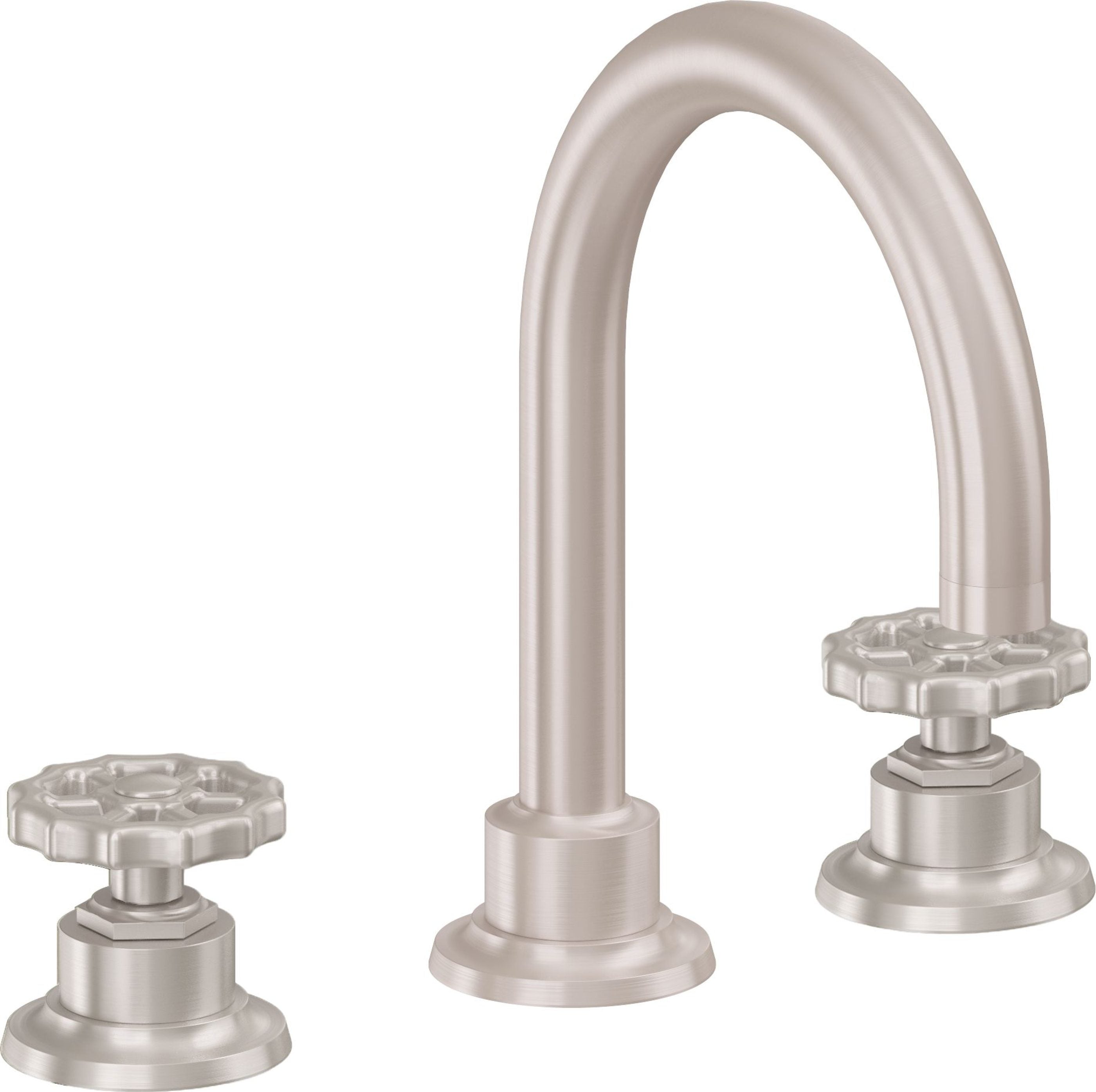 California Faucets - 8102W-SN - 8" Widespread Lavatory Faucet - Satin Nickel  - Descanso Works