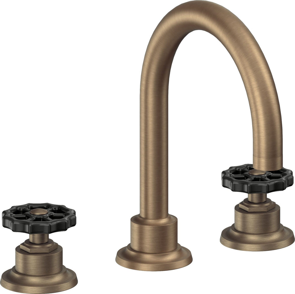 California Faucets - 8102WB-ABF - 8" Widespread Lavatory Faucet - Antique Brass Flat - Descanso Works