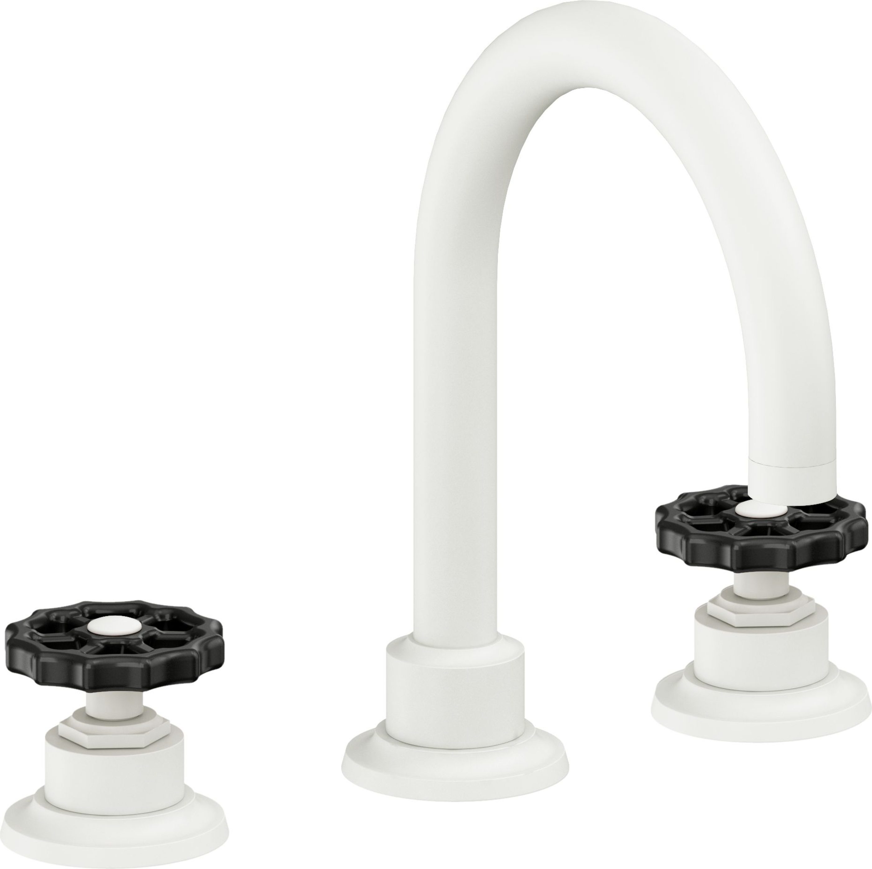 California Faucets - 8102WBZB-MWHT - 8" Widespread Lavatory Faucet with ZeroDrain - Matte White - Descanso Works