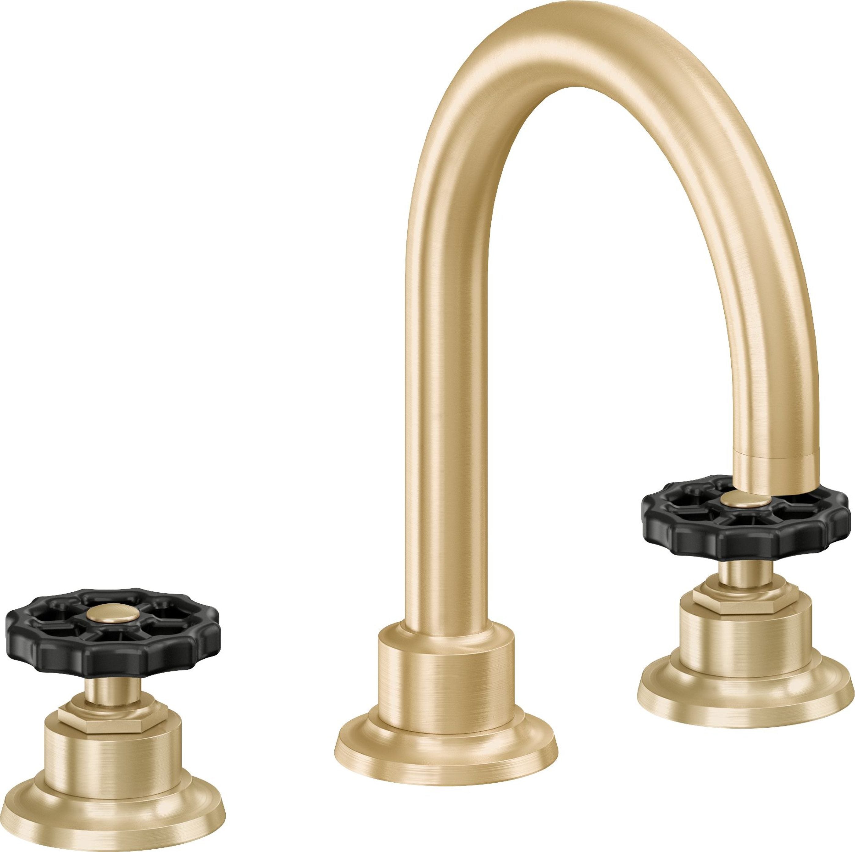 California Faucets - 8102WB-SB - 8" Widespread Lavatory Faucet - Satin Brass (PVD) - Descanso Works