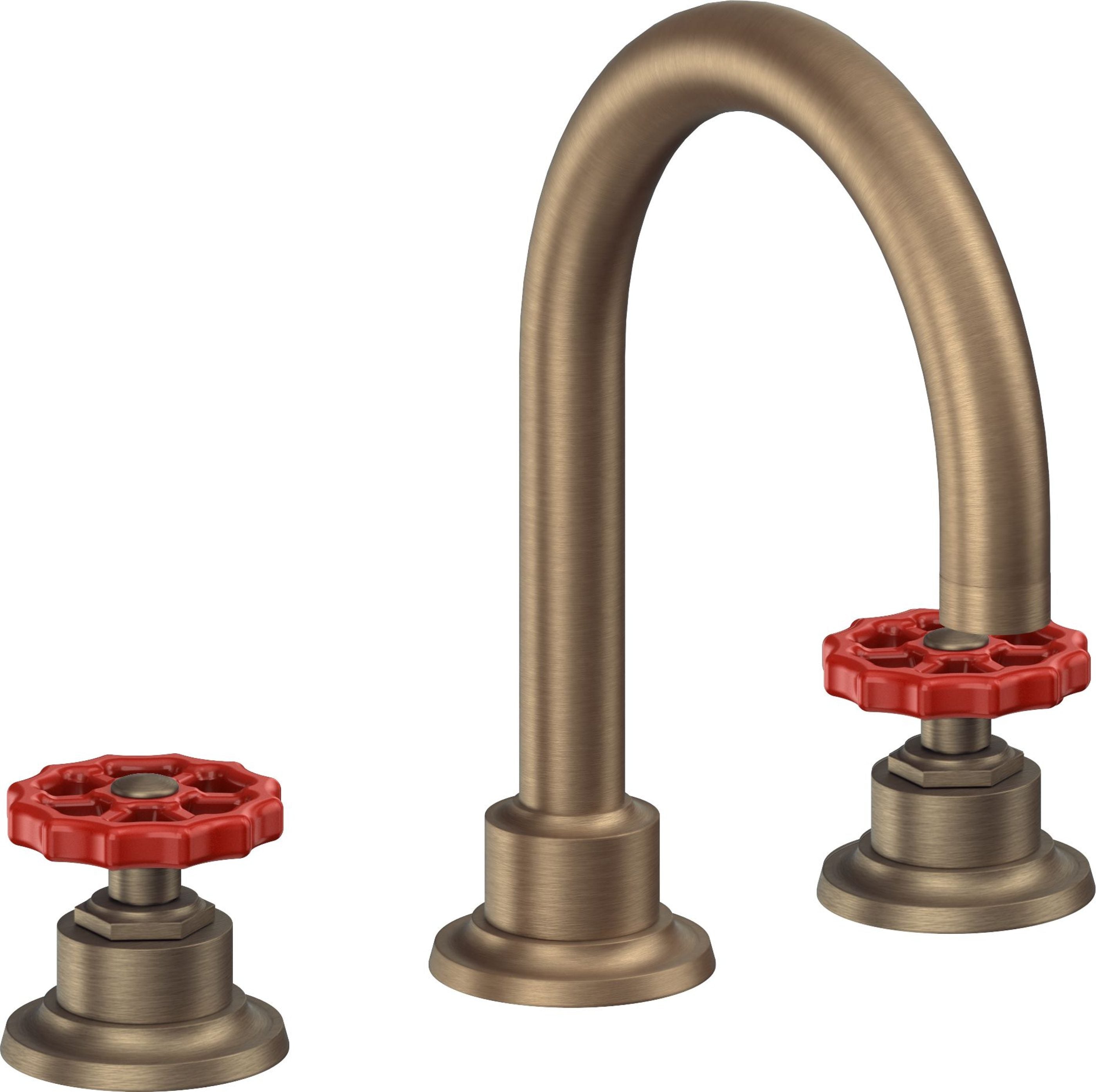 California Faucets - 8102WRZBF-ABF - 8" Widespread Lavatory Faucet with Completely Finished ZeroDrain - Antique Brass Flat - Descanso Works