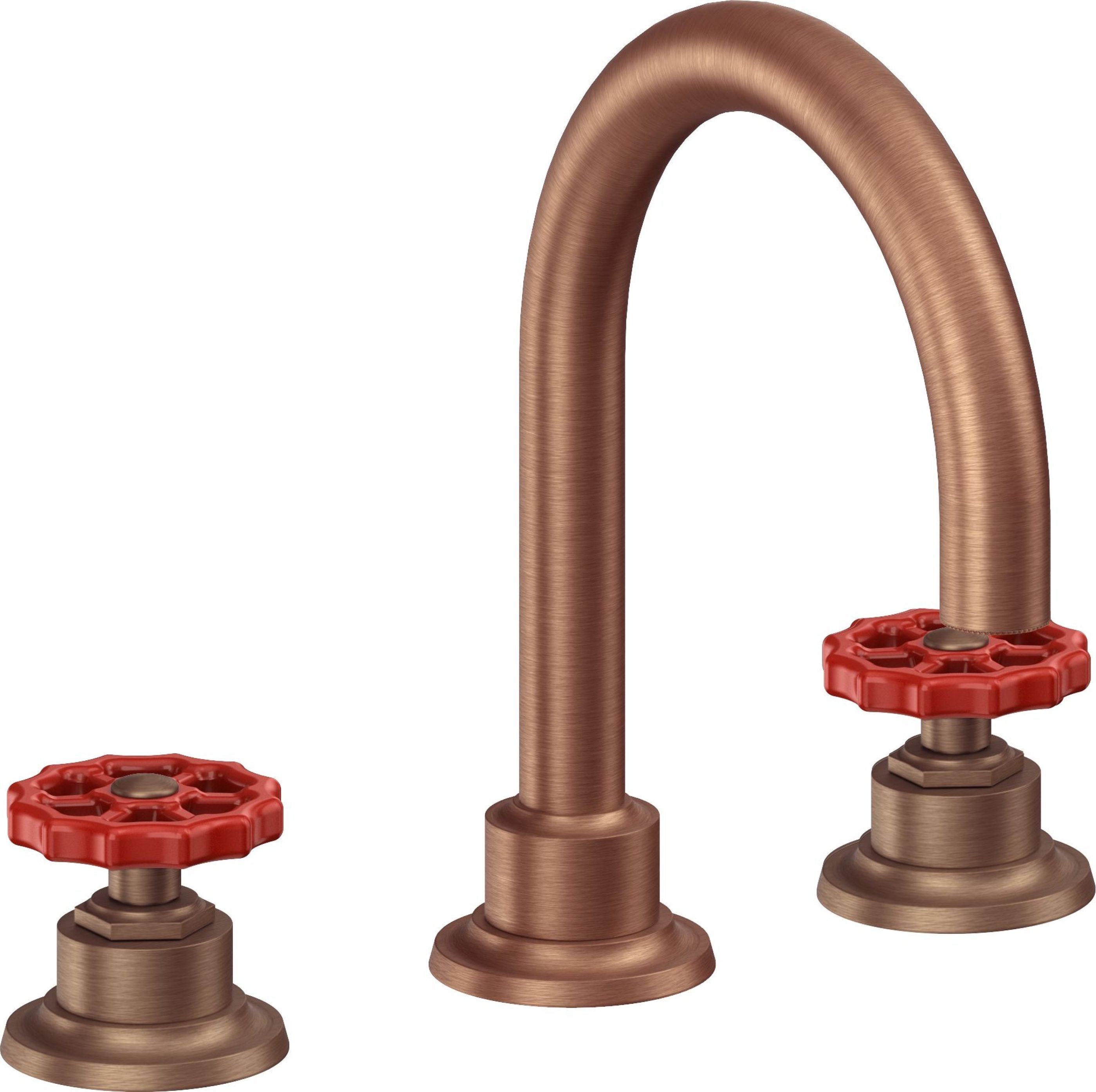 California Faucets - 8102WRZBF-ACF - 8" Widespread Lavatory Faucet with Completely Finished ZeroDrain - Antique Copper Flat - Descanso Works