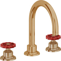 California Faucets - 8102WR-BBU - 8" Widespread Lavatory Faucet - Burnished Brass Uncoated - Descanso Works