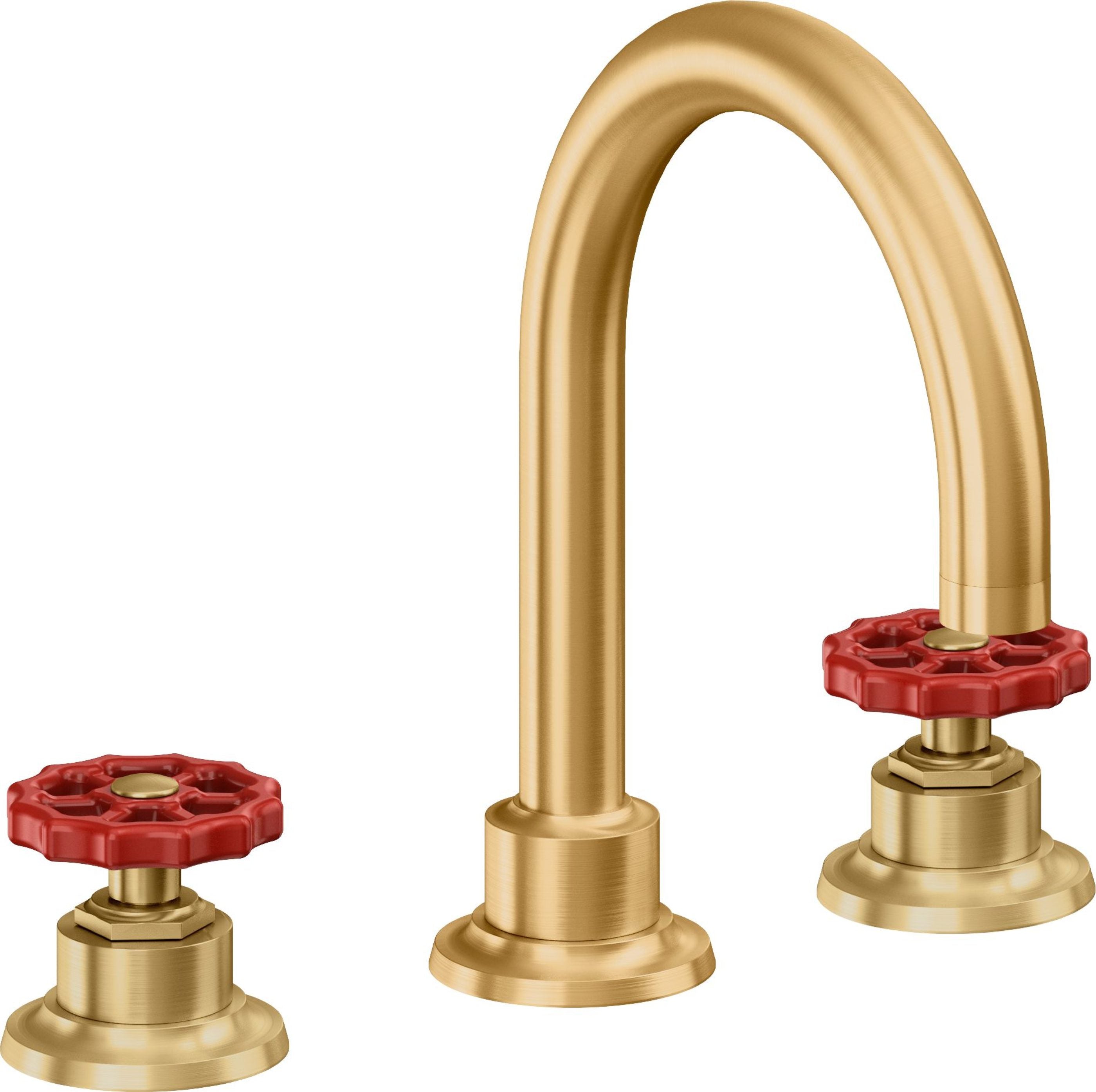 California Faucets - 8102WR-LSG - 8" Widespread Lavatory Faucet - Lifetime Satin Gold (PVD) - Descanso Works