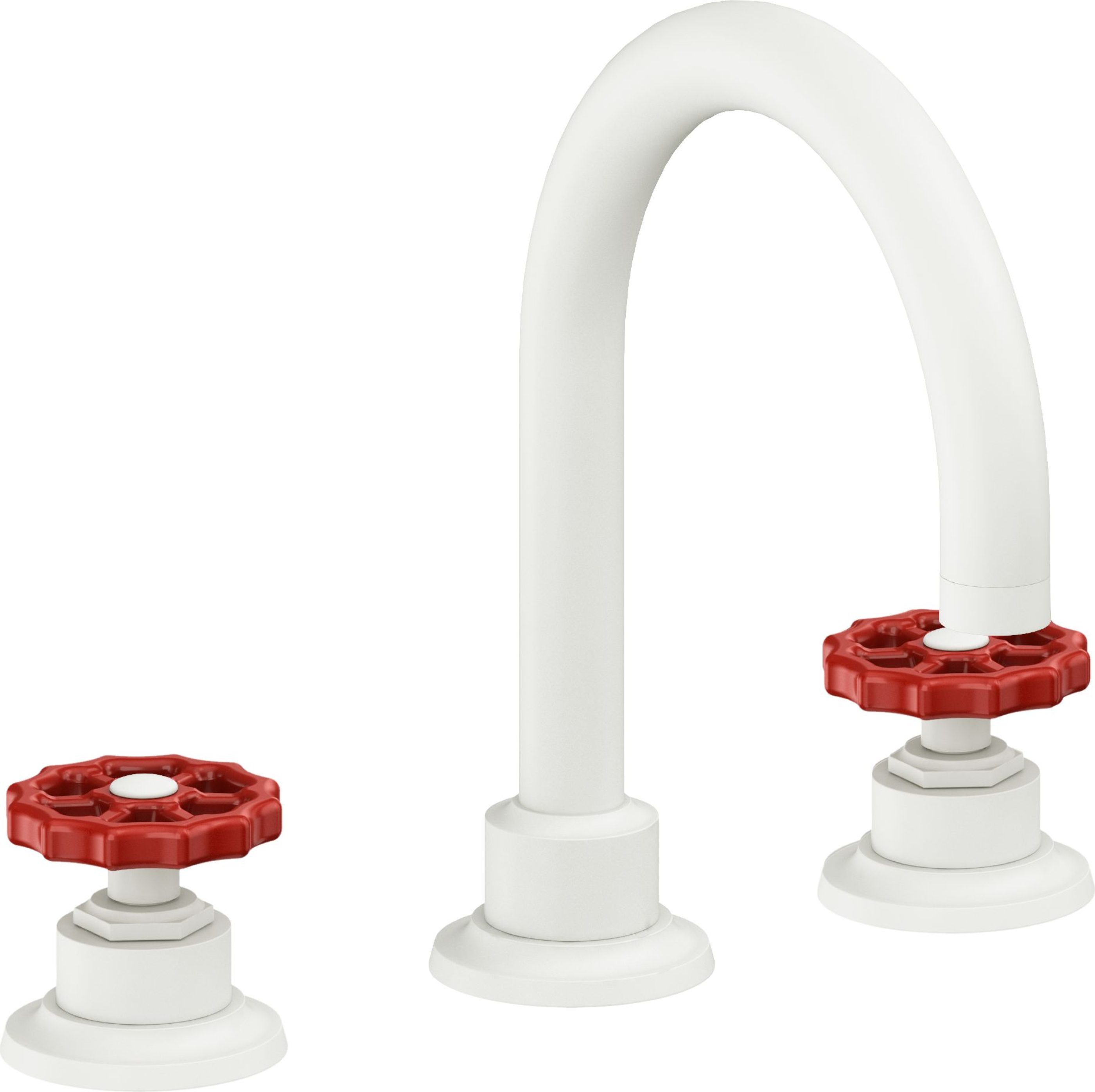 California Faucets - 8102WRZBF-MWHT - 8" Widespread Lavatory Faucet with Completely Finished ZeroDrain - Matte White - Descanso Works