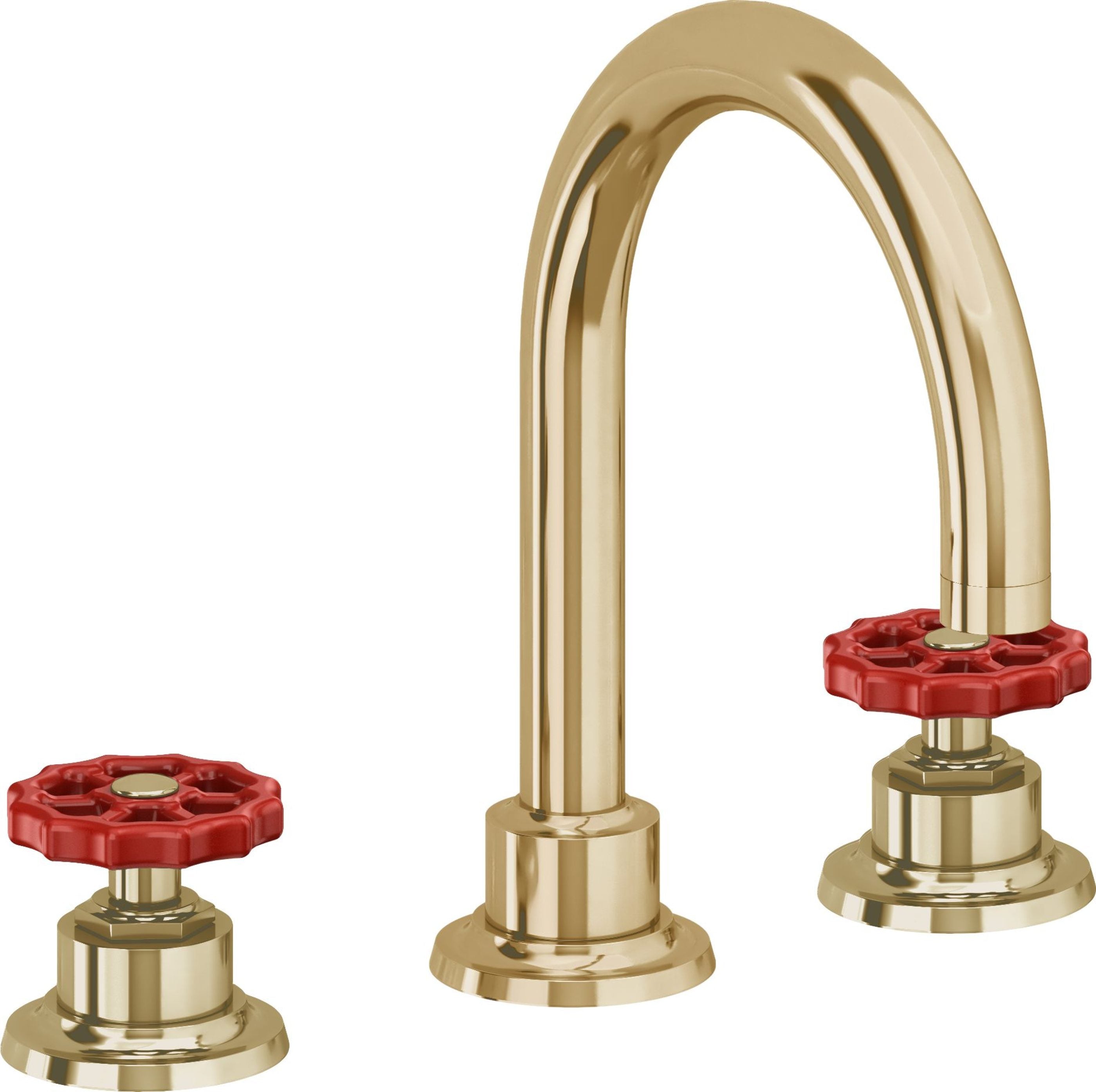 California Faucets - 8102WR-PBU - 8" Widespread Lavatory Faucet - Polished Brass Uncoated - Descanso Works