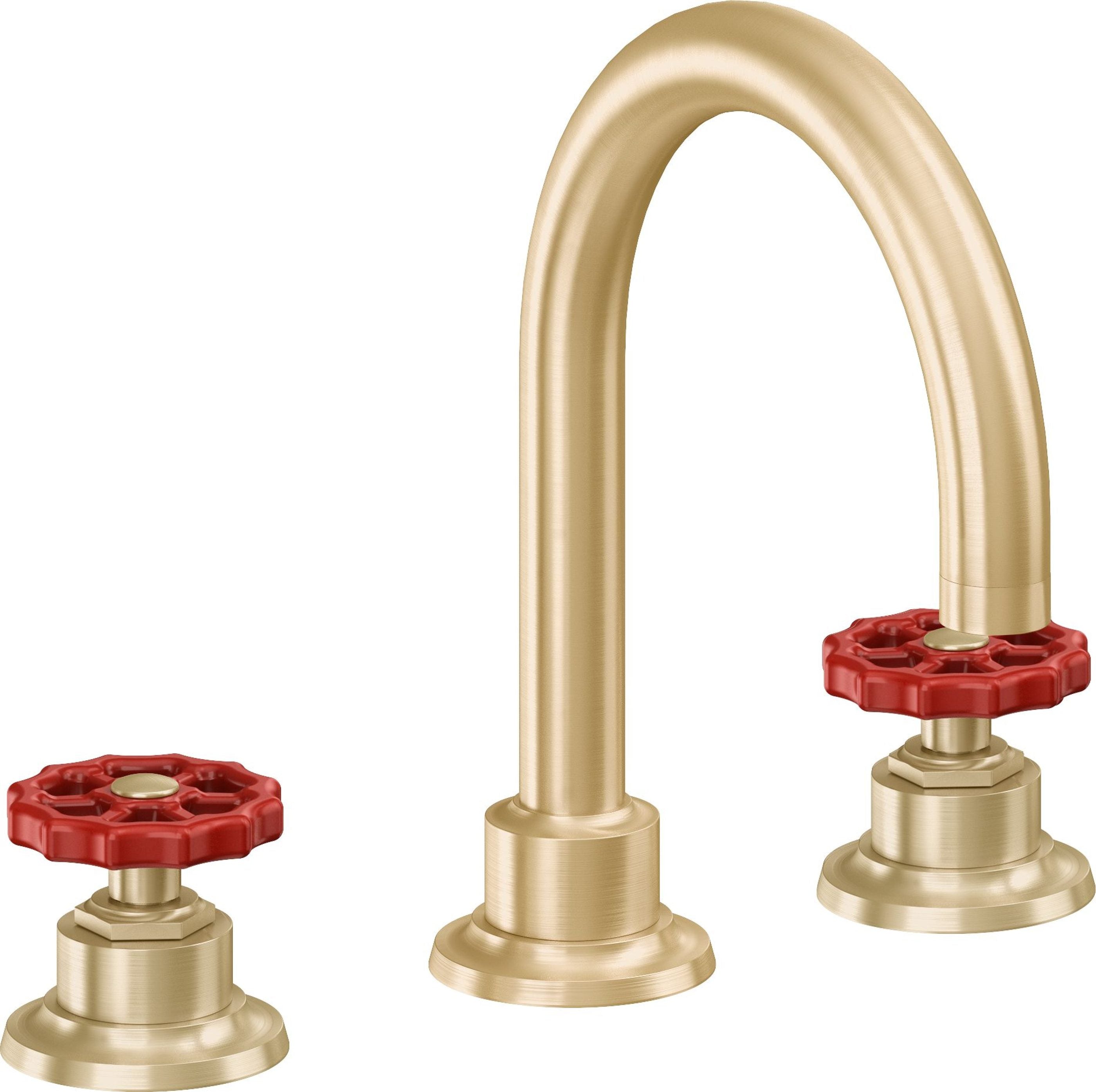 California Faucets - 8102WR-SB - 8" Widespread Lavatory Faucet - Satin Brass (PVD) - Descanso Works