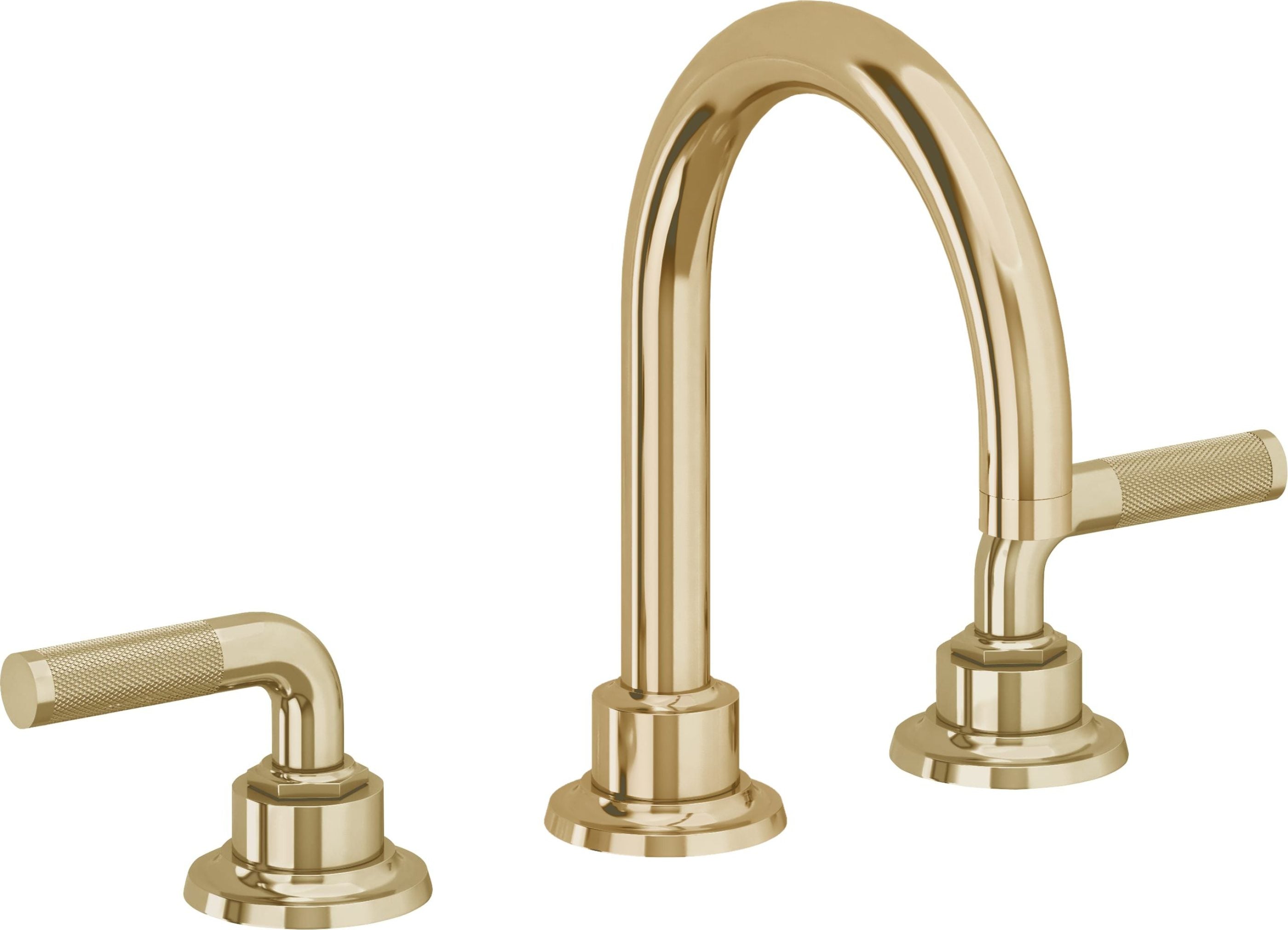 California Faucets - 3102K-PBU - 8" Widespread Lavatory Faucet - Polished Brass Uncoated - Descanso