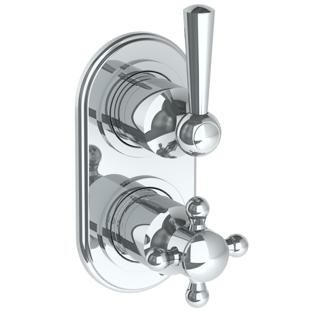 Wall Mounted Mini Thermostatic Shower Trim With Built-In Control, 3 1/2" X 6 1/4".