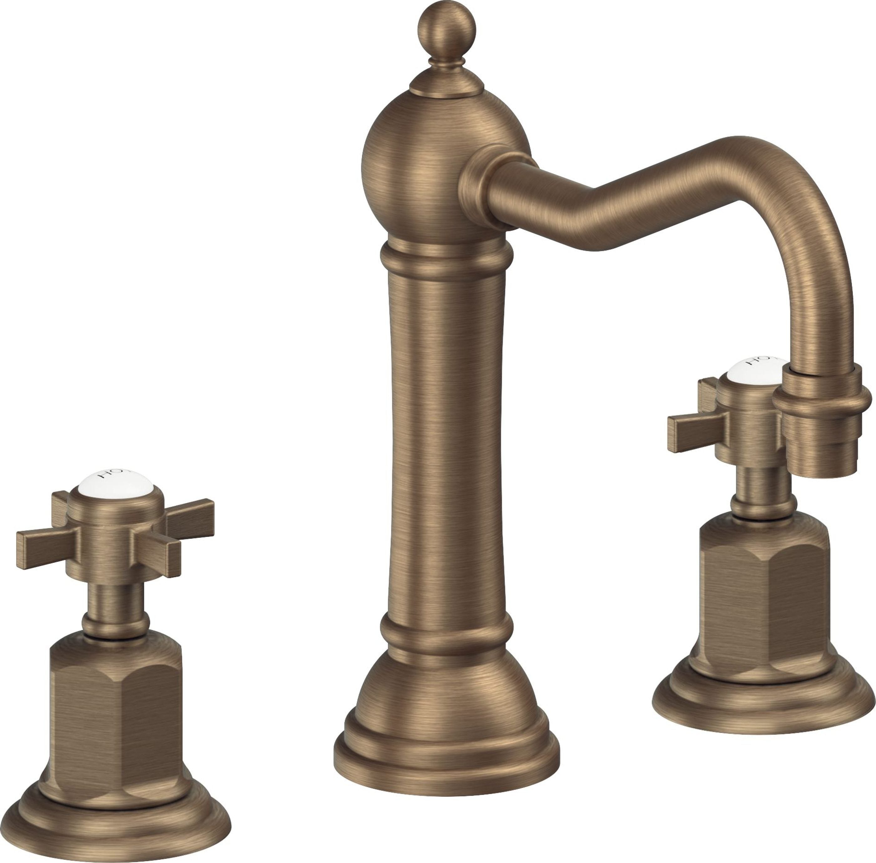 California Faucets - 3202ZB-ABF - 8" Widespread Lavatory Faucet with ZeroDrain - Antique Brass Flat - Montecito