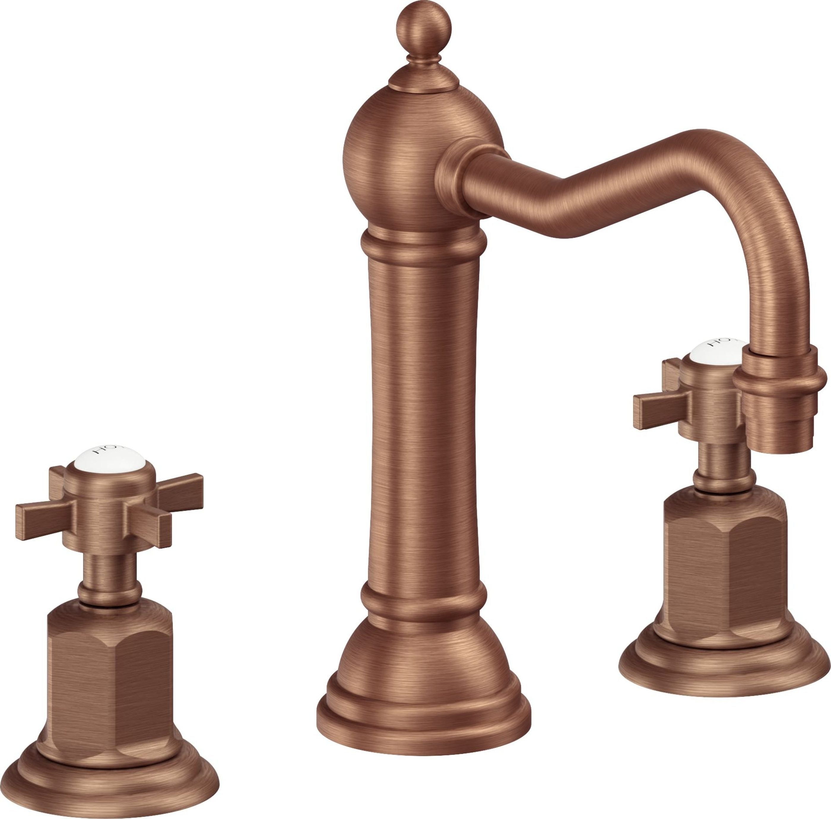 California Faucets - 3202ZB-ACF - 8" Widespread Lavatory Faucet with ZeroDrain - Antique Copper Flat - Montecito