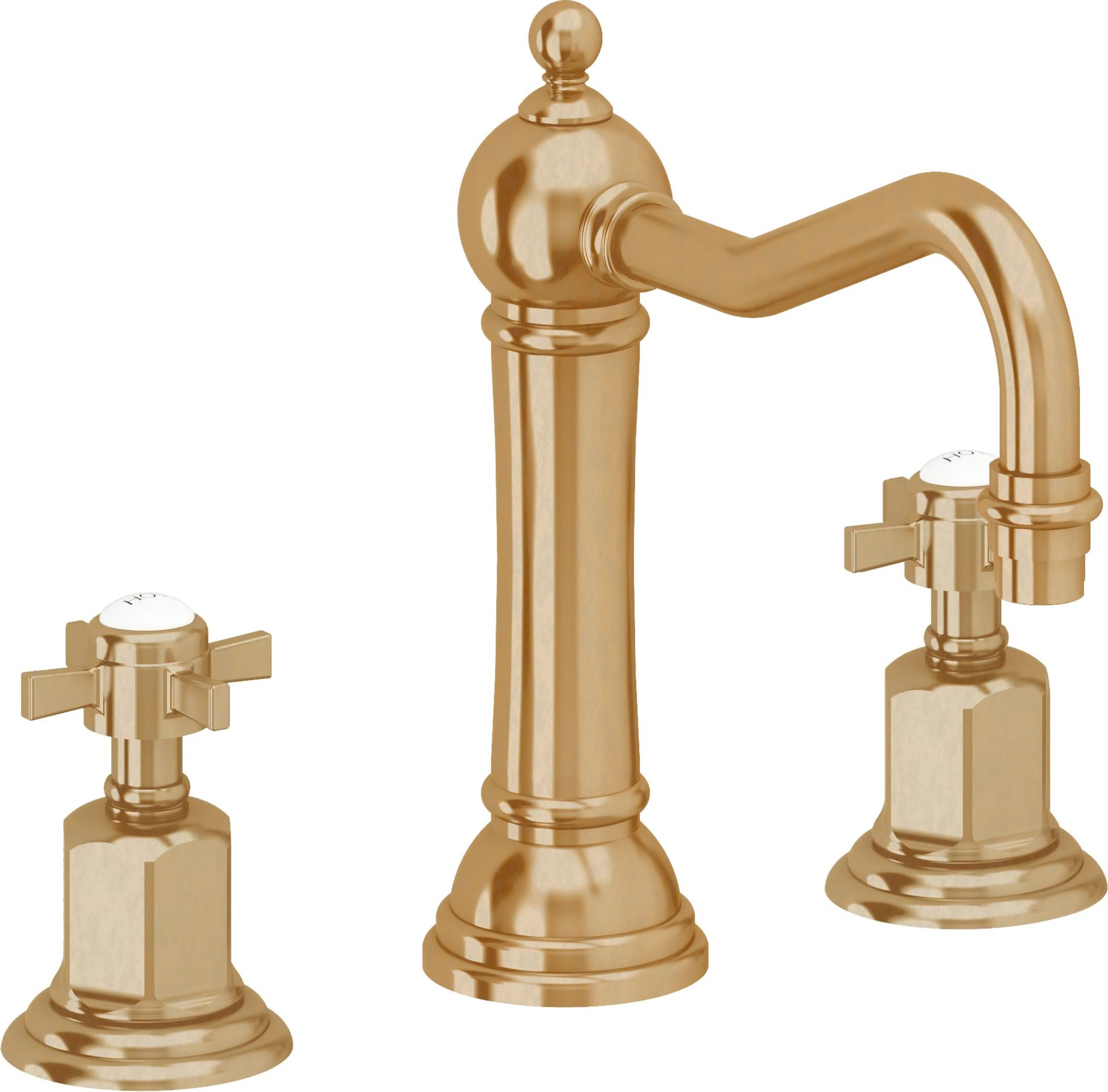 California Faucets - 3202ZB-BBU - 8" Widespread Lavatory Faucet with ZeroDrain - Burnished Brass Uncoated - Montecito