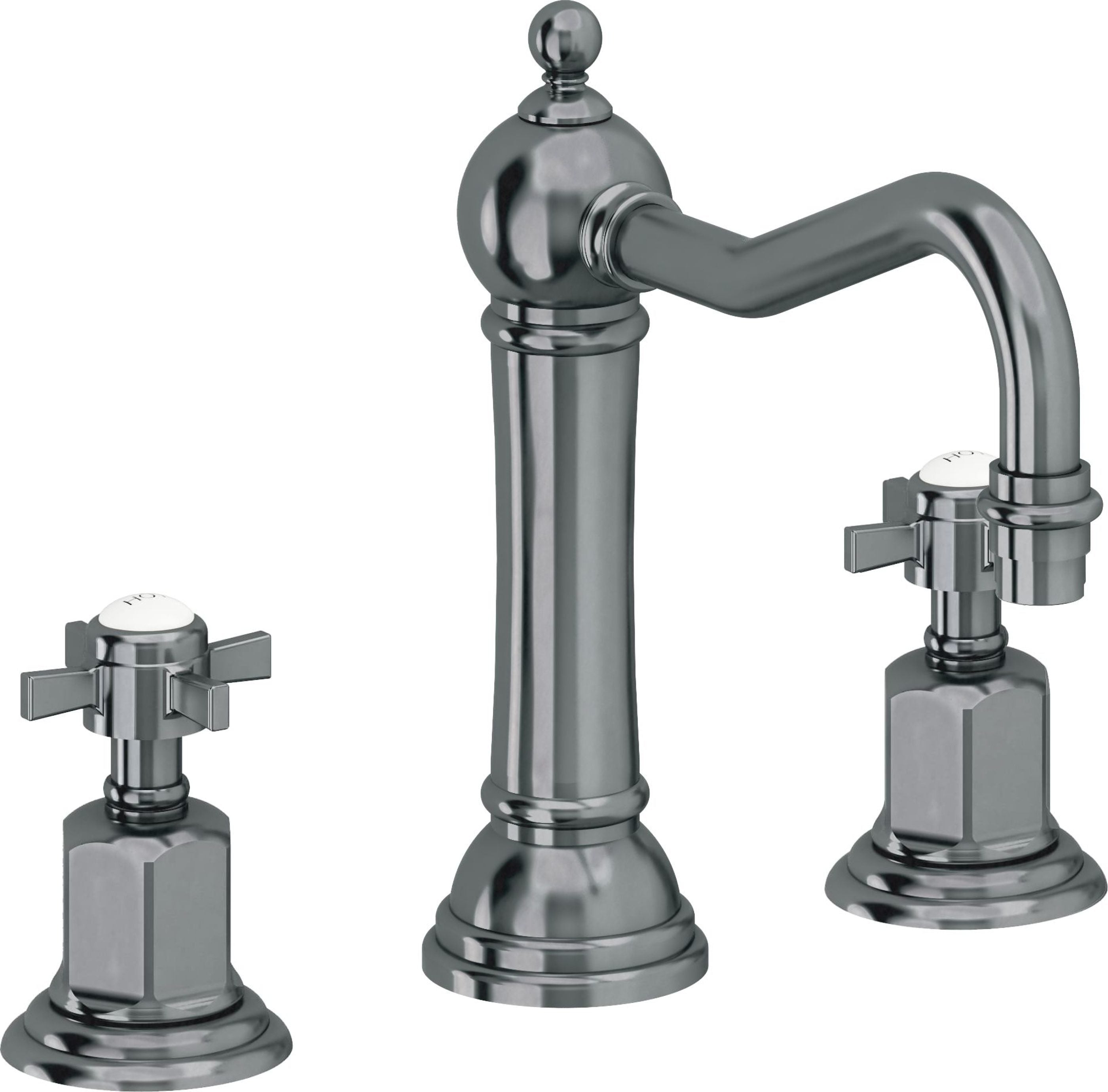 California Faucets - 3202ZBF-BLKN - 8" Widespread Lavatory Faucet with Completely Finished ZeroDrain - Black Nickel (PVD) - Montecito