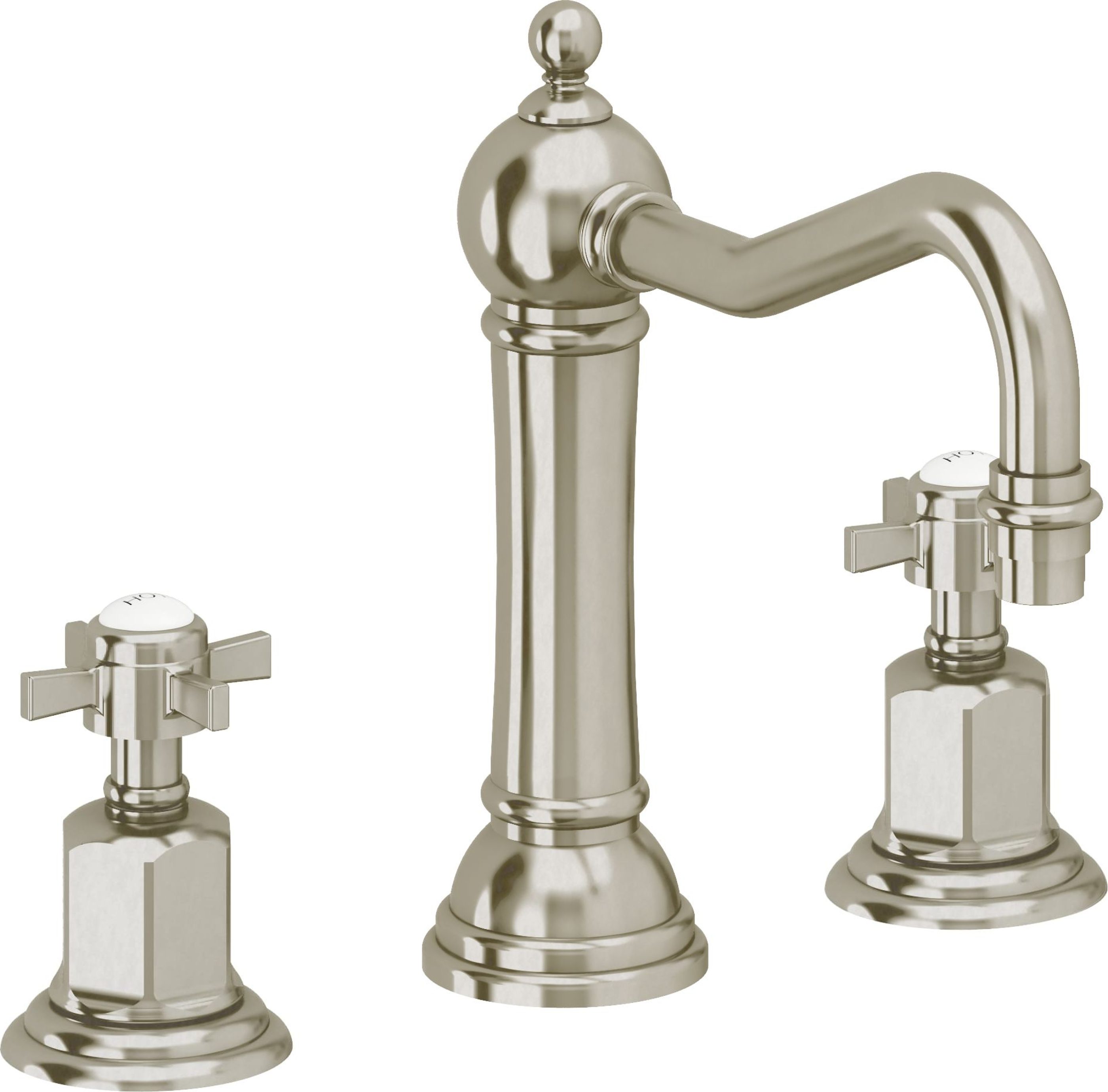 California Faucets - 3202ZBF-BNU - 8" Widespread Lavatory Faucet with Completely Finished ZeroDrain - Burnished Nickel Uncoated - Montecito