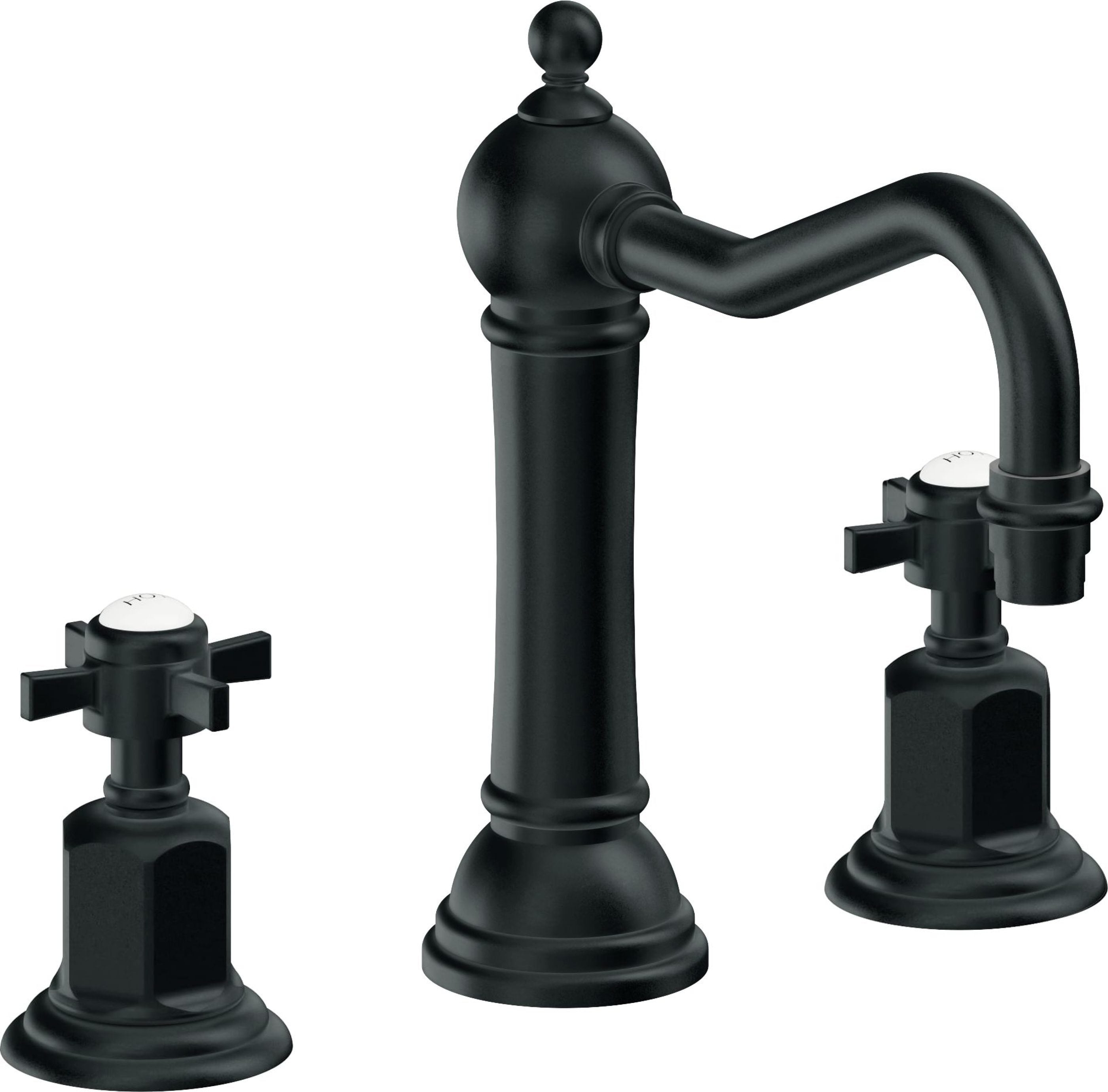 California Faucets - 3202ZBF-CB - 8" Widespread Lavatory Faucet with Completely Finished ZeroDrain - Carbon (PVD) - Montecito