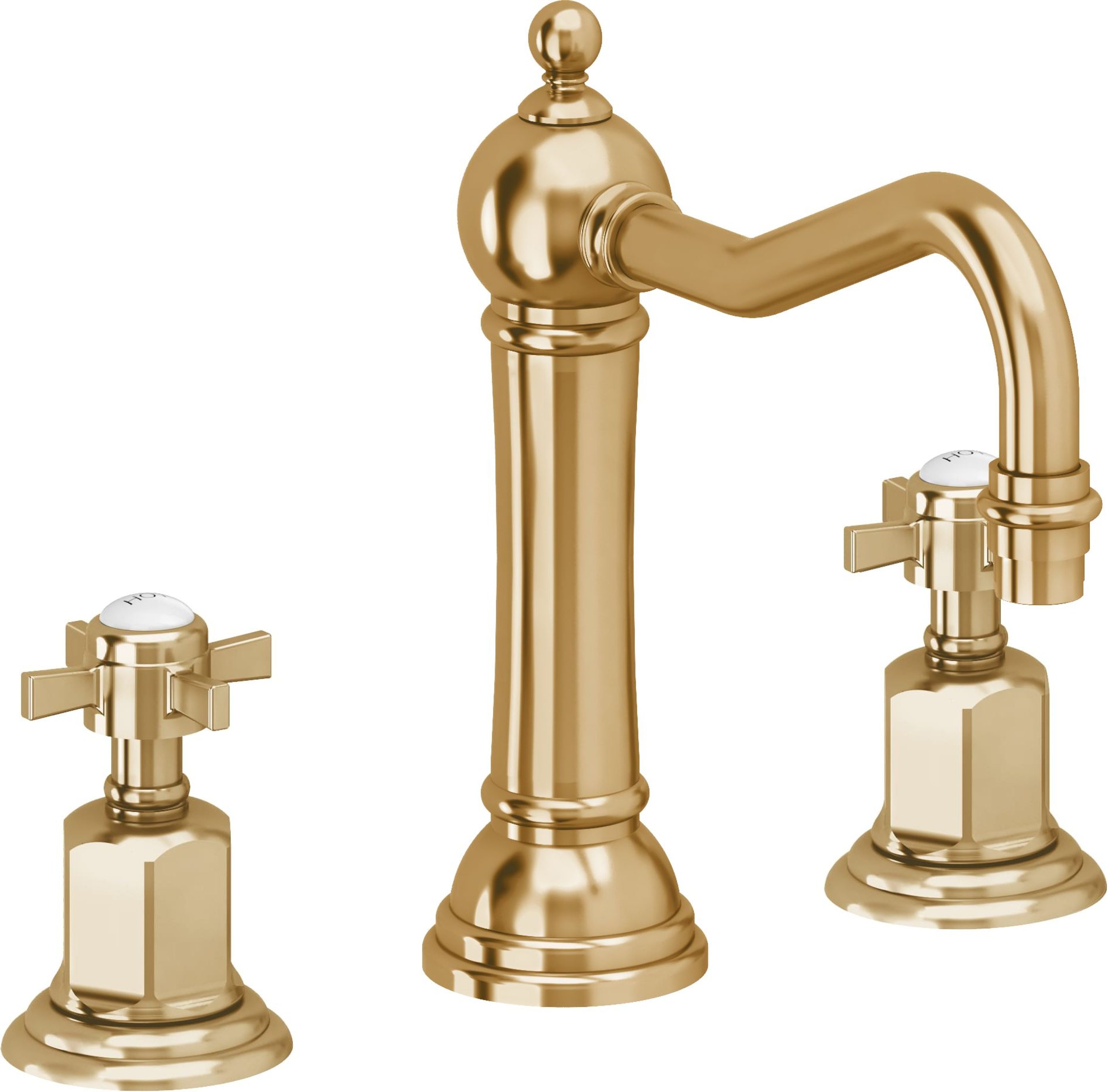 California Faucets - 3202ZBF-FRG - 8" Widespread Lavatory Faucet with Completely Finished ZeroDrain - French Gold (PVD) - Montecito