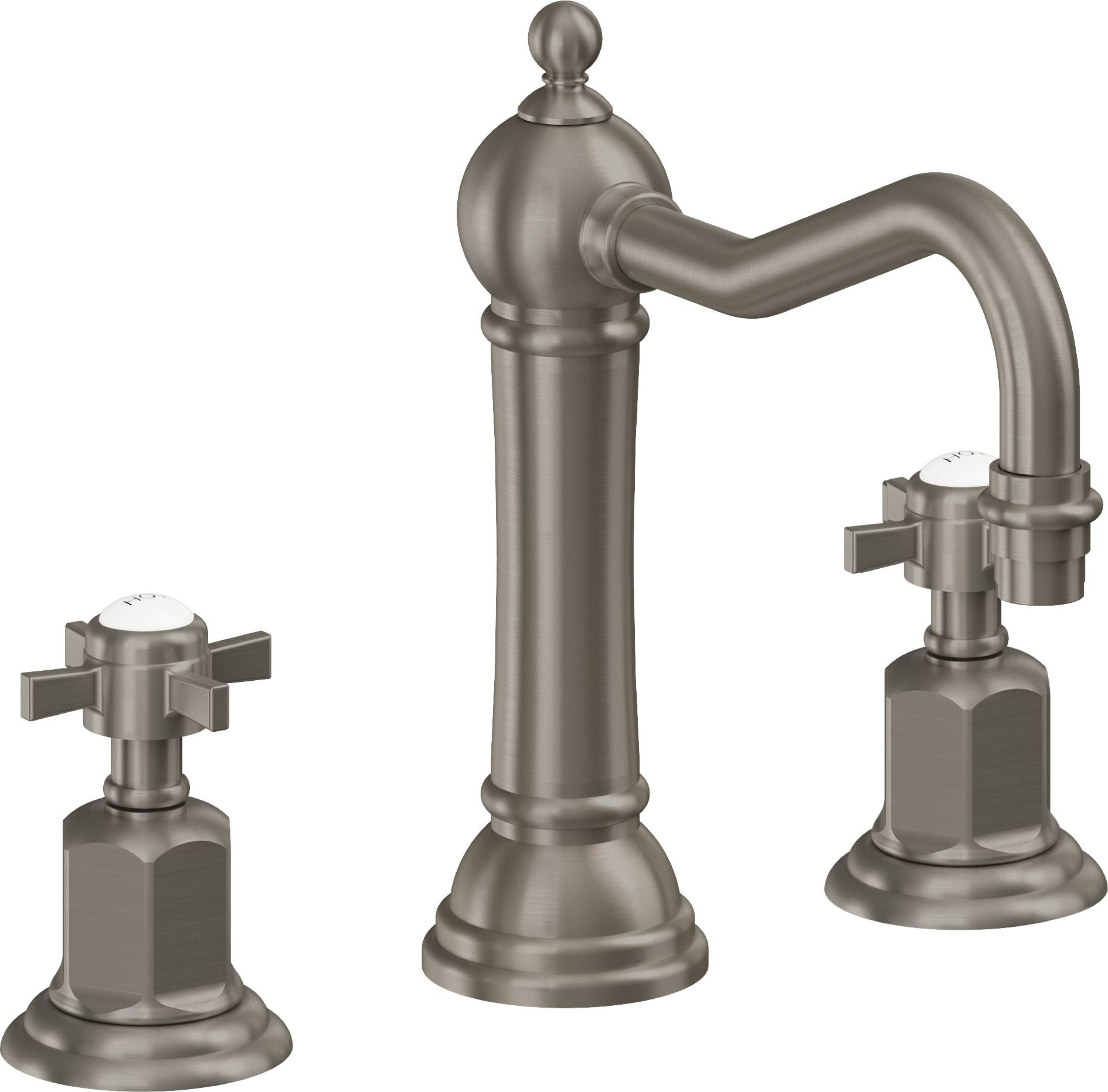 California Faucets - 3202ZBF-GRP - 8" Widespread Lavatory Faucet with Completely Finished ZeroDrain - Graphite (PVD) - Montecito