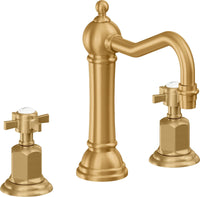 California Faucets - 3202ZBF-LSG - 8" Widespread Lavatory Faucet with Completely Finished ZeroDrain - Lifetime Satin Gold (PVD) - Montecito