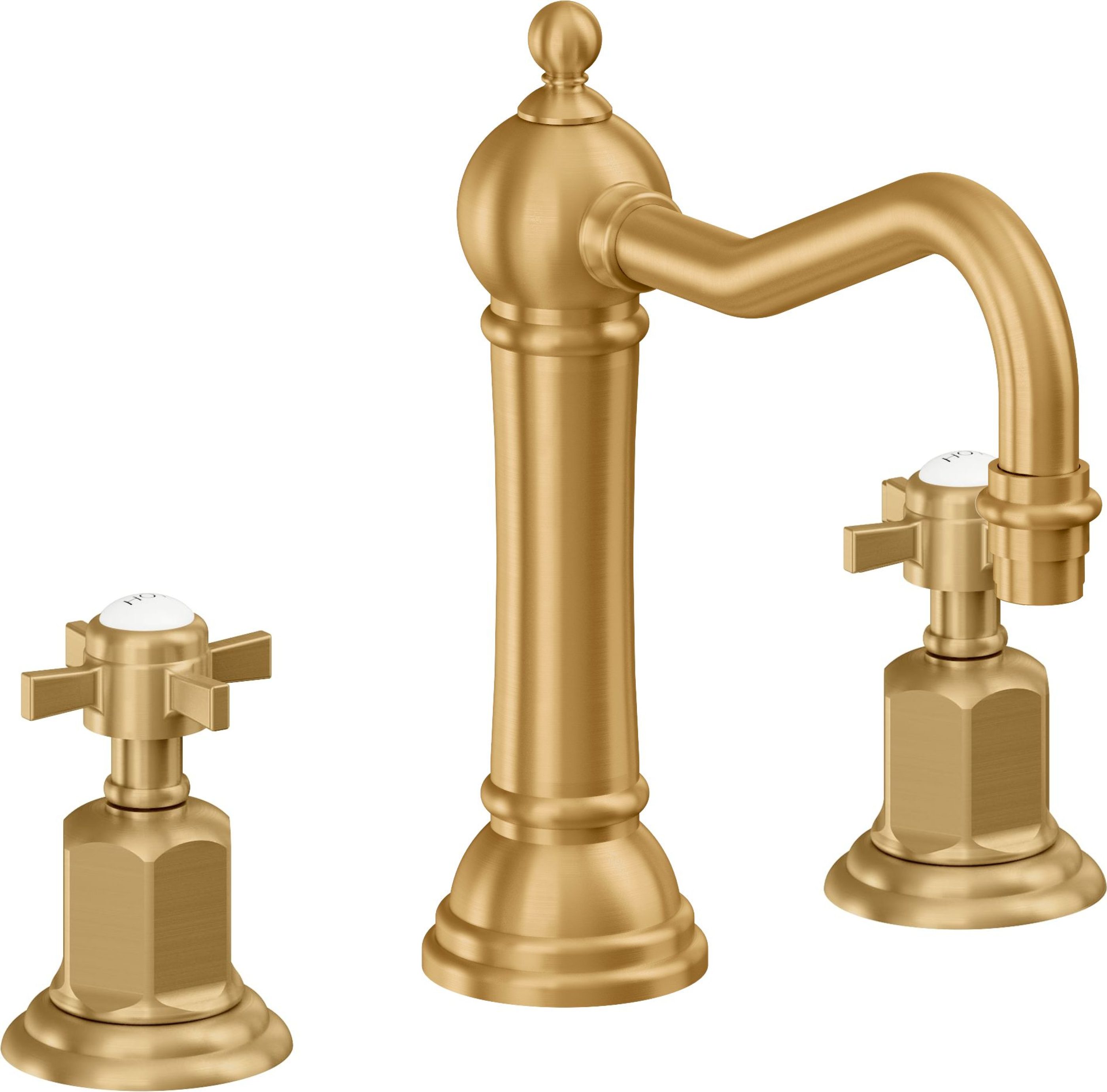 California Faucets - 3202ZB-LSG - 8" Widespread Lavatory Faucet with ZeroDrain - Lifetime Satin Gold (PVD) - Montecito