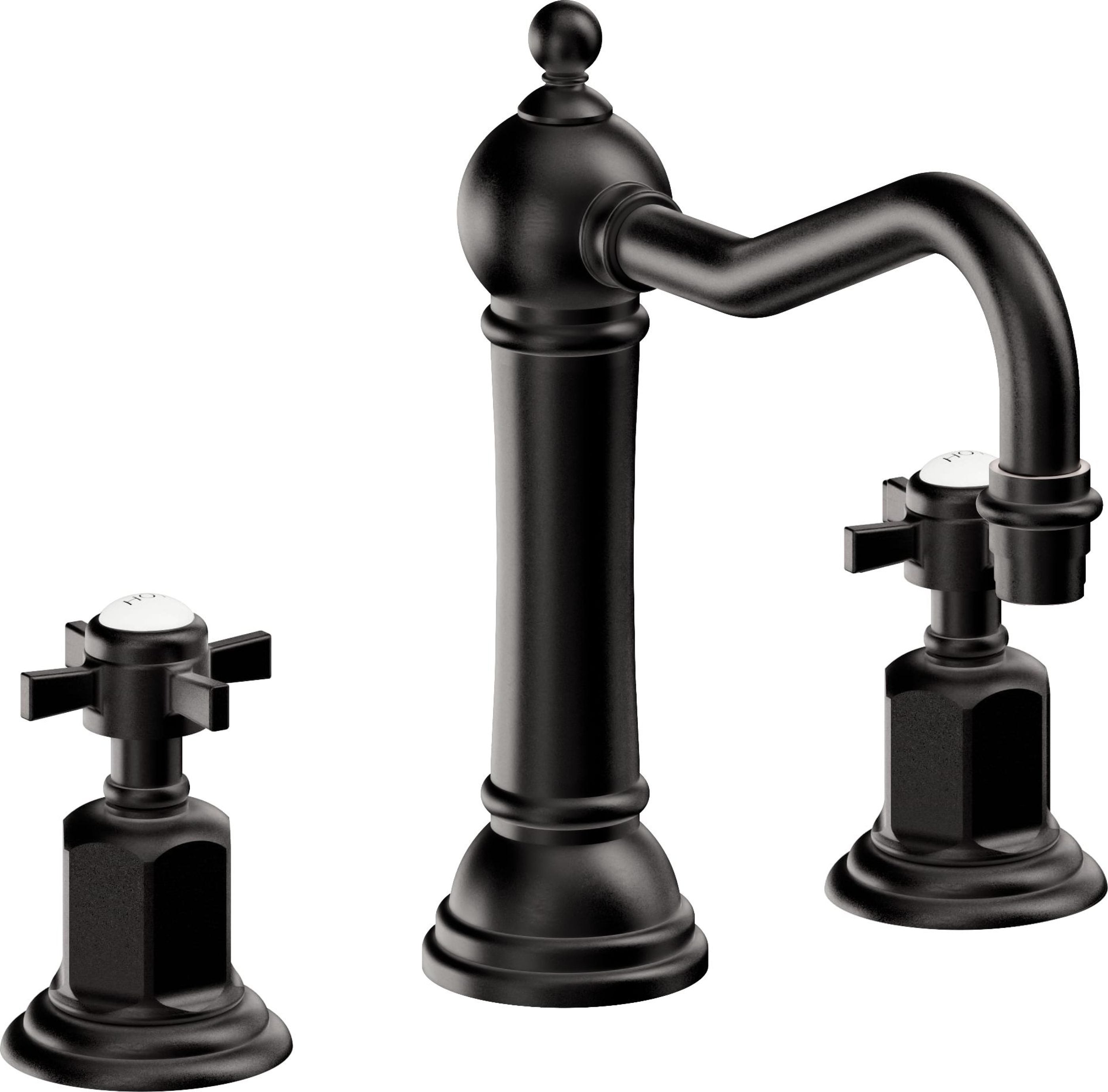 California Faucets - 3202ZB-MBLK - 8" Widespread Lavatory Faucet with ZeroDrain - Matte Black - Montecito