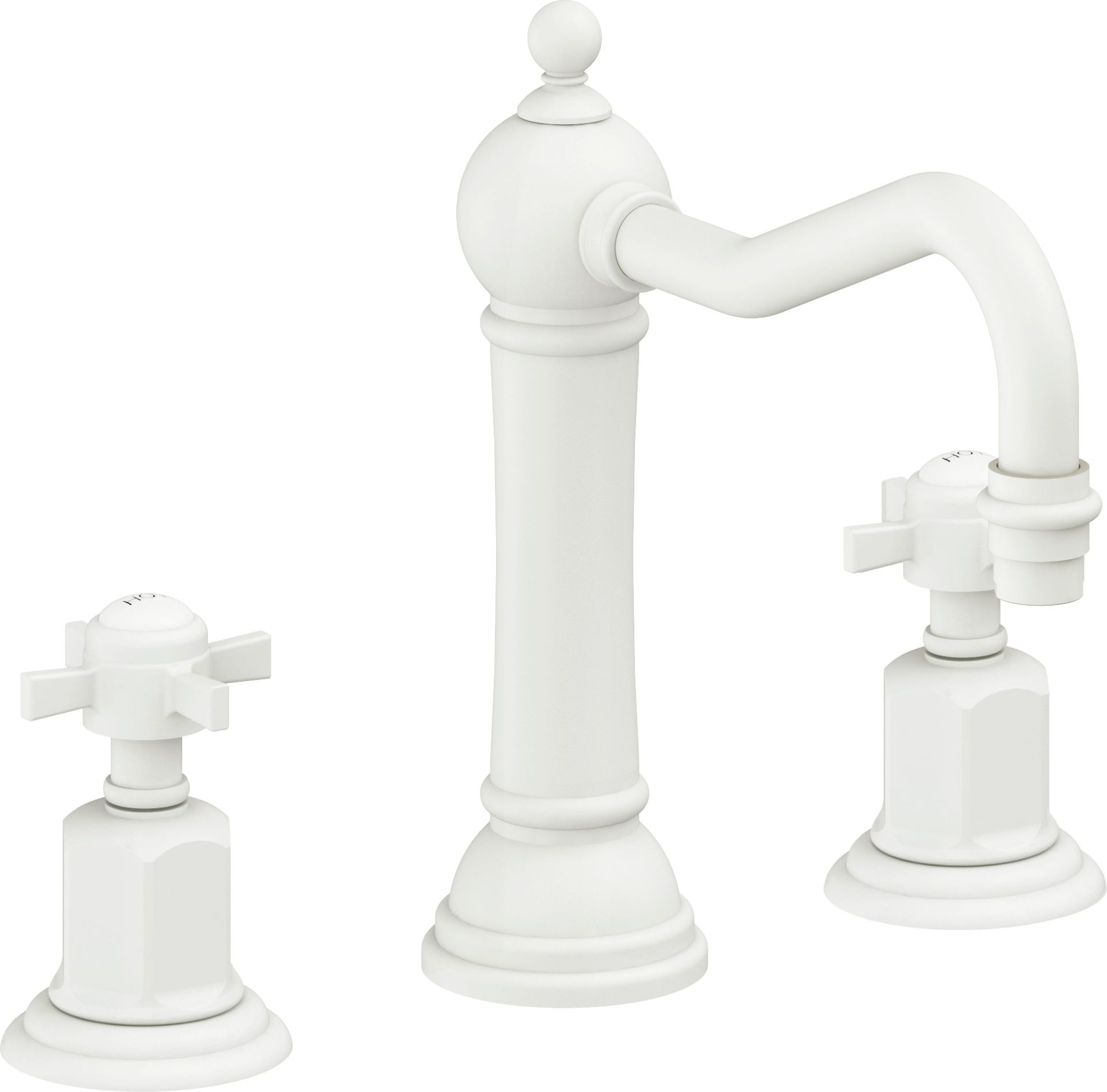 California Faucets - 3202ZBF-MWHT - 8" Widespread Lavatory Faucet with Completely Finished ZeroDrain - Matte White - Montecito