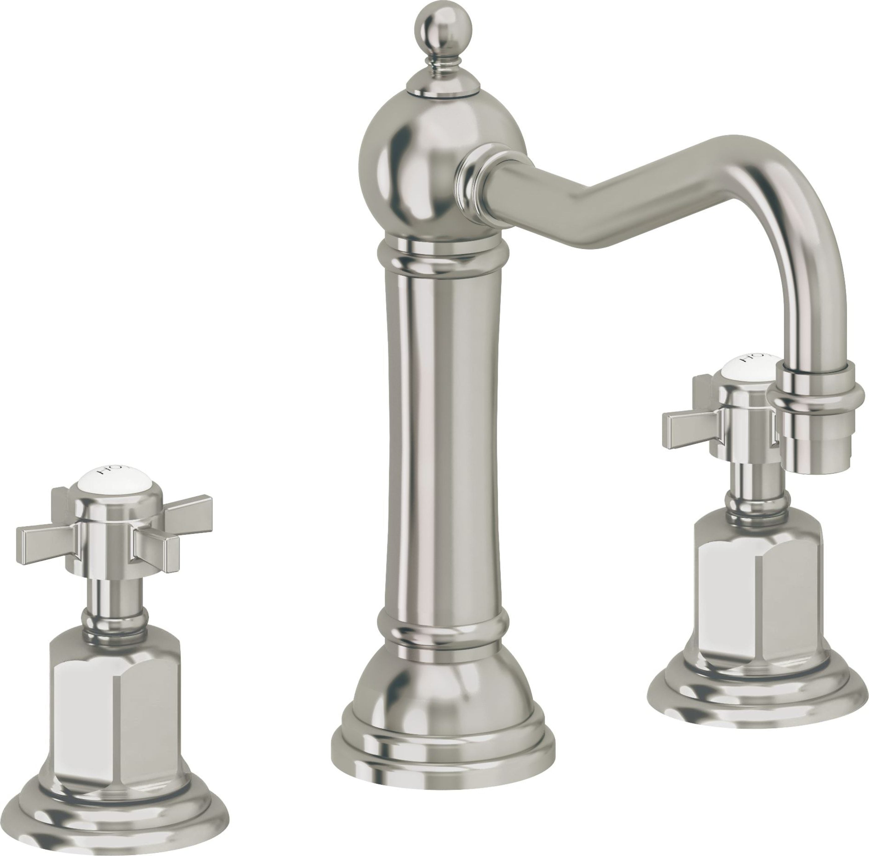 California Faucets - 3202ZBF-PN - 8" Widespread Lavatory Faucet with Completely Finished ZeroDrain - Polished Nickel (PVD) - Montecito