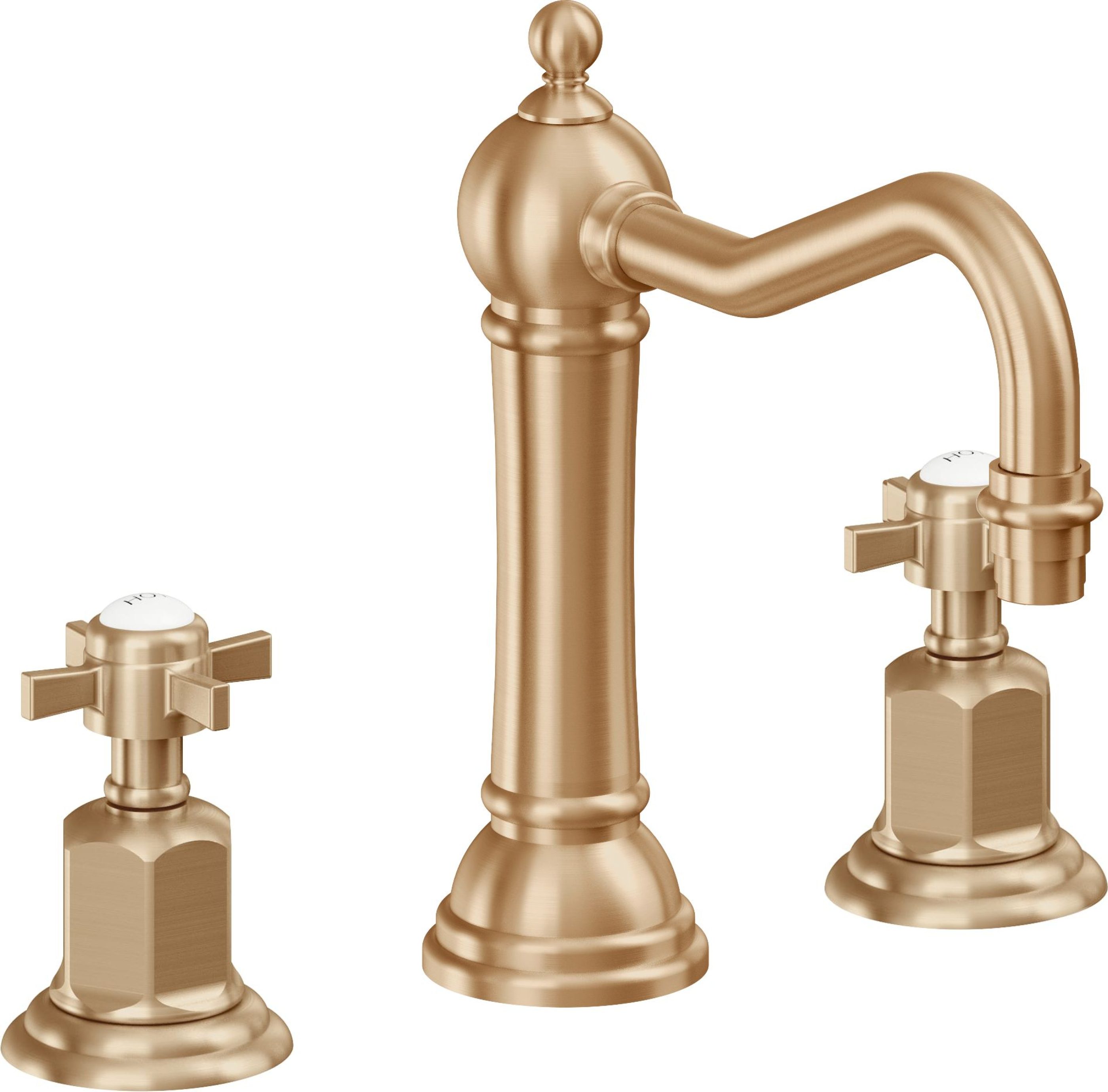 California Faucets - 3202ZBF-SBZ - 8" Widespread Lavatory Faucet with Completely Finished ZeroDrain - Satin Bronze (PVD) - Montecito