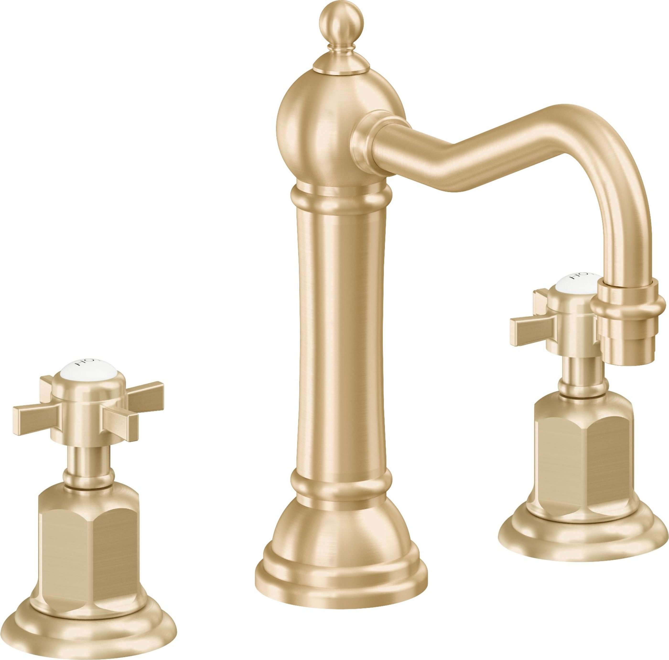 California Faucets - 3202ZB-SB - 8" Widespread Lavatory Faucet with ZeroDrain - Satin Brass (PVD) - Montecito