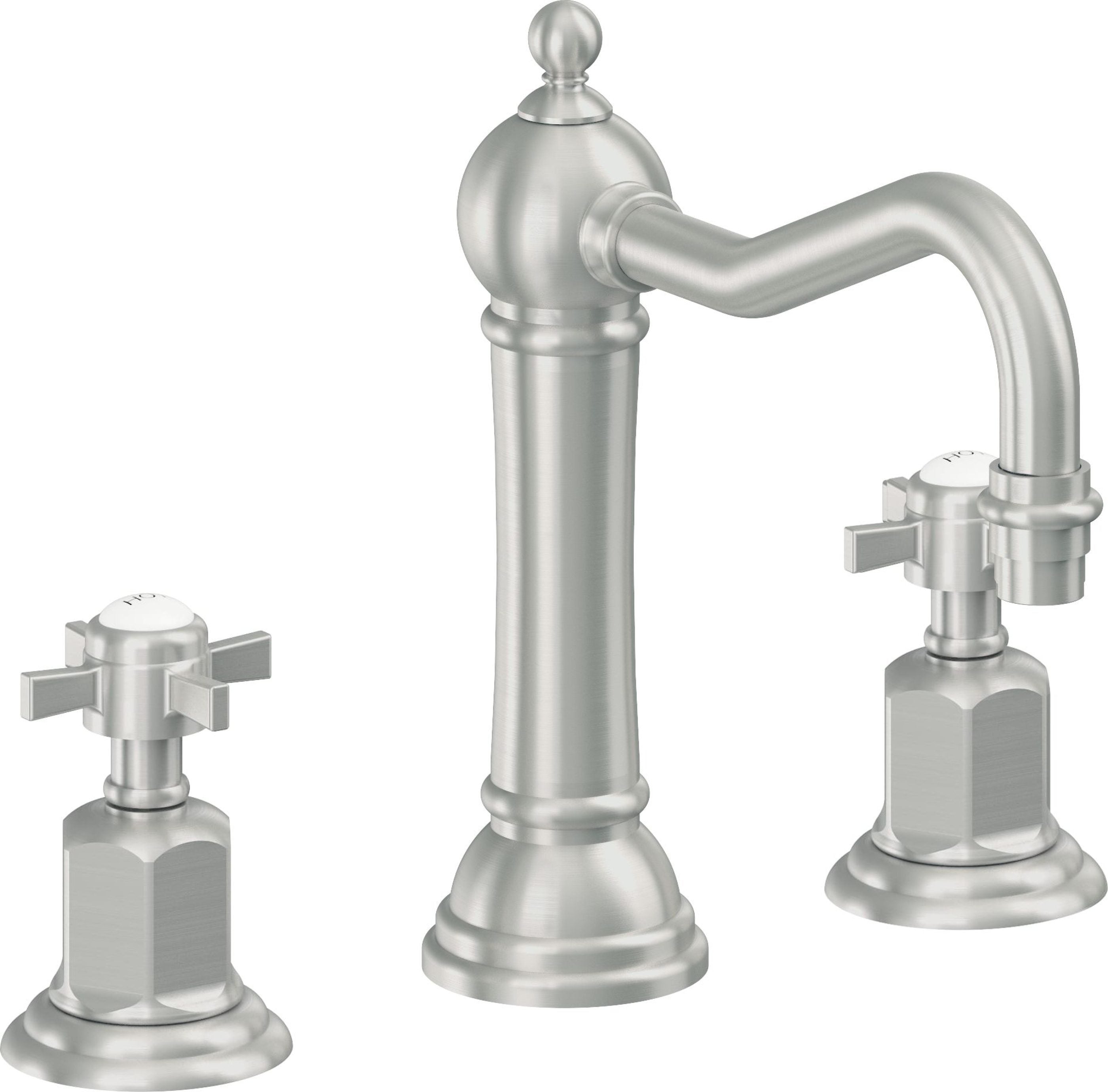 California Faucets - 3202ZB-SC - 8" Widespread Lavatory Faucet with ZeroDrain - Satin Chrome (PVD) - Montecito