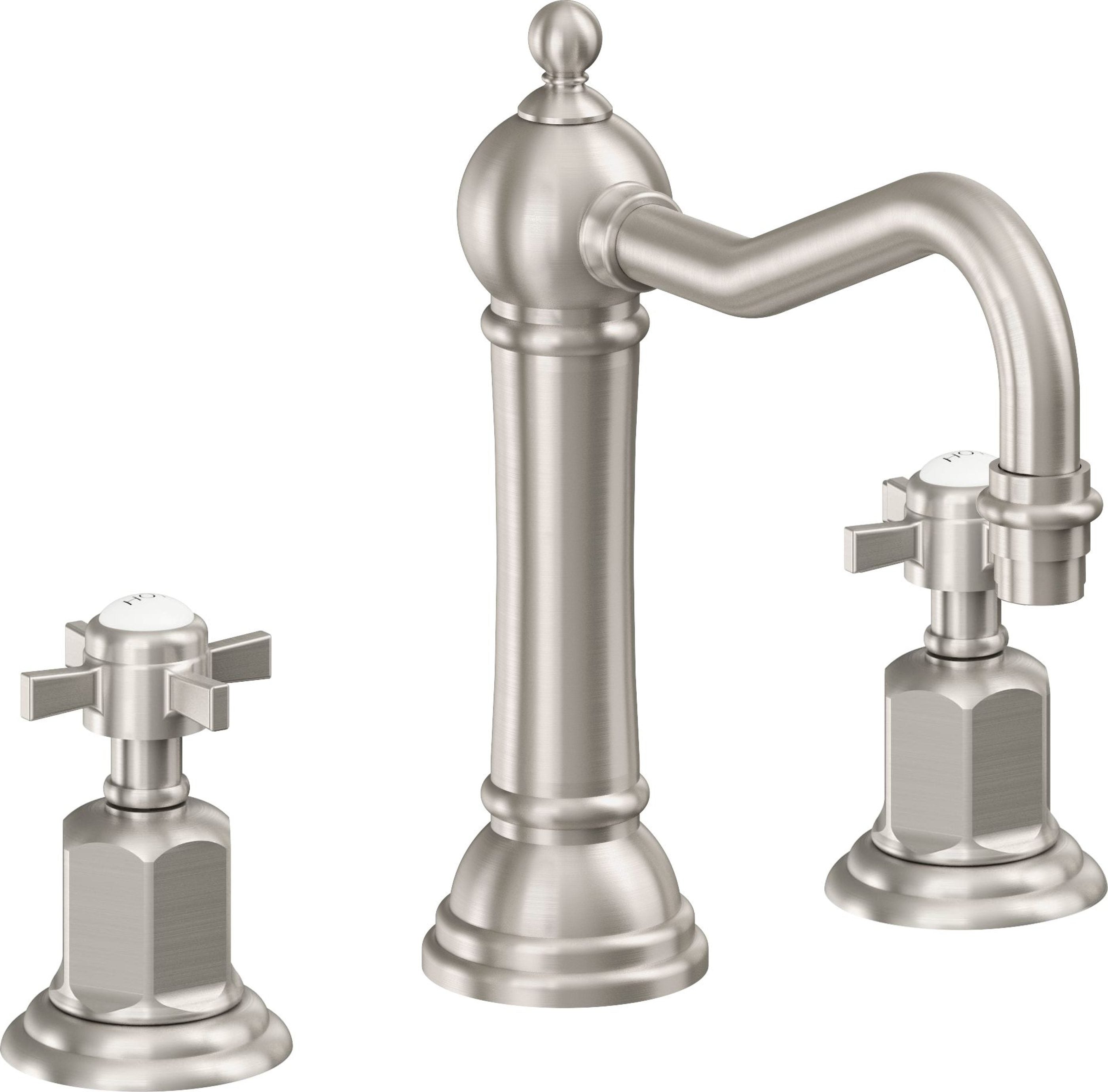 California Faucets - 3202ZB-USS - 8" Widespread Lavatory Faucet with ZeroDrain - Ultra Stainless Steel (PVD) - Montecito