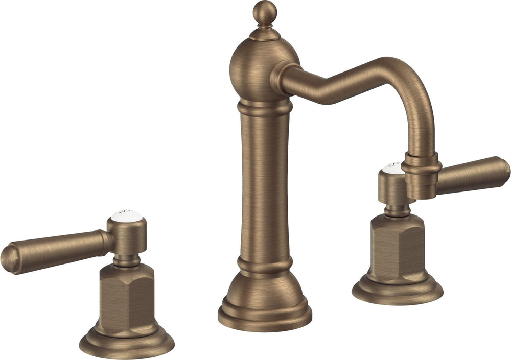 California Faucets - 3302ZBF-ABF - 8" Widespread Lavatory Faucet with Completely Finished ZeroDrain - Antique Brass Flat - Montecito