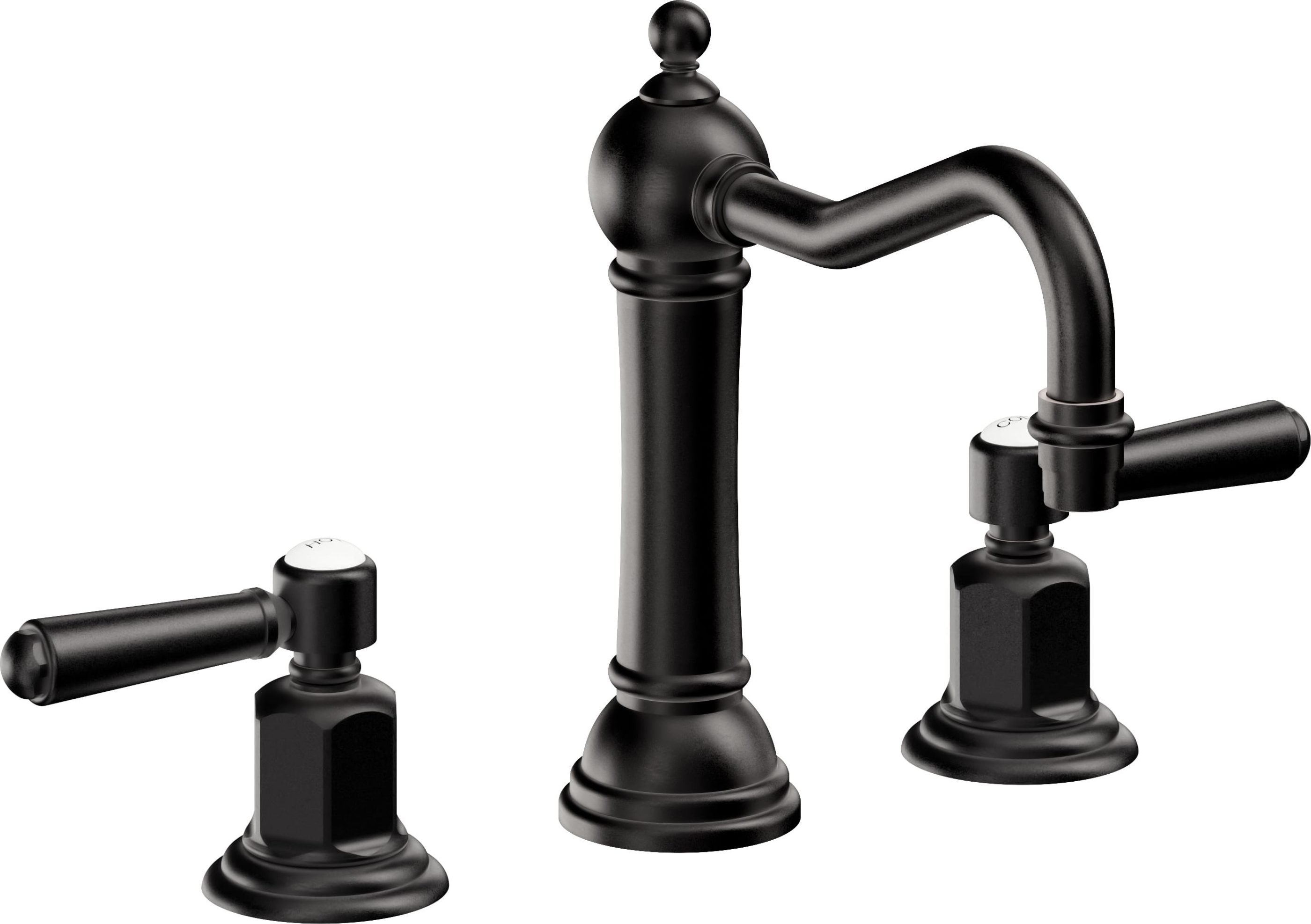 California Faucets - 3302ZB-MBLK - 8" Widespread Lavatory Faucet with ZeroDrain - Matte Black - Montecito