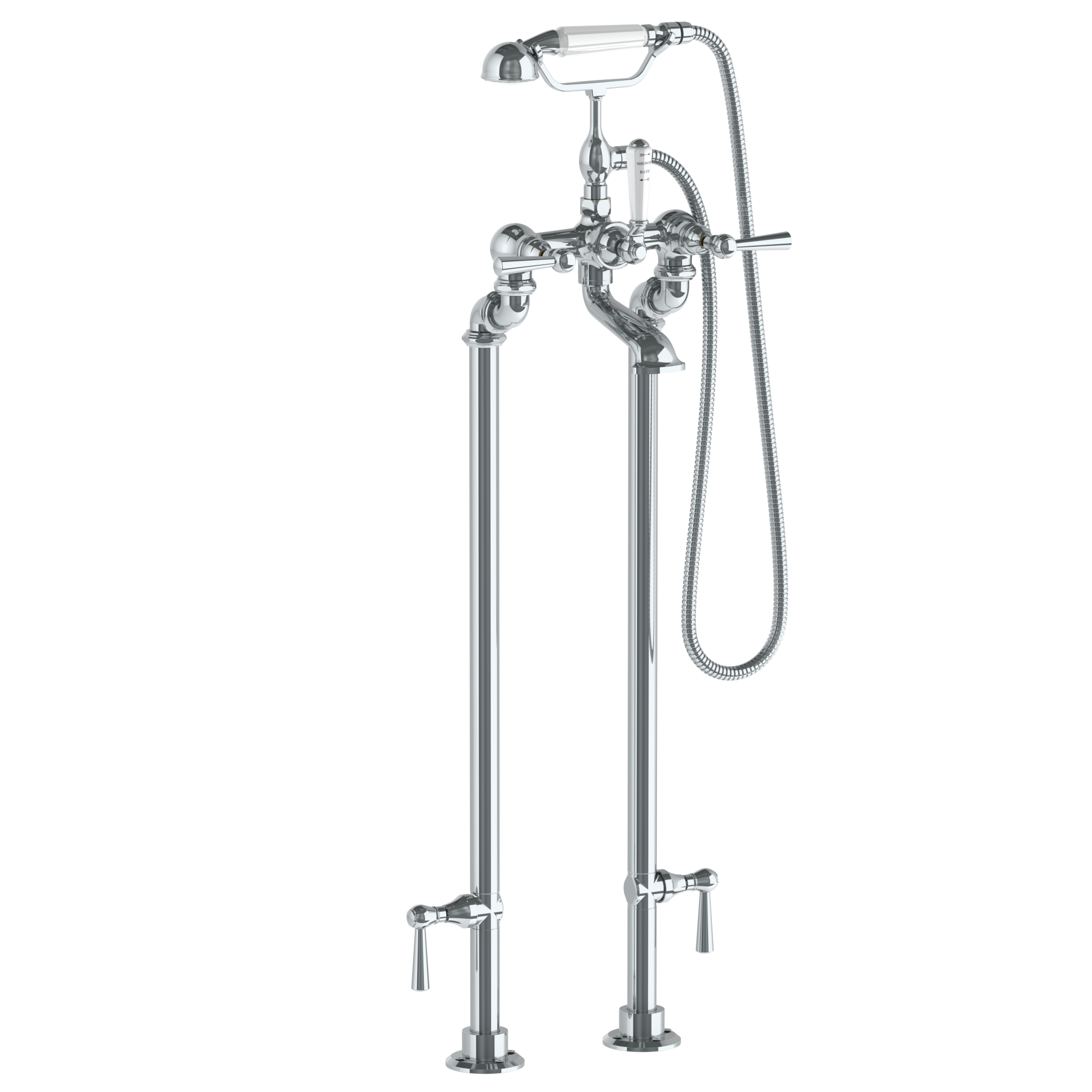 Floor Standing Bath Set With Hand Shower And Shut-Off Valves