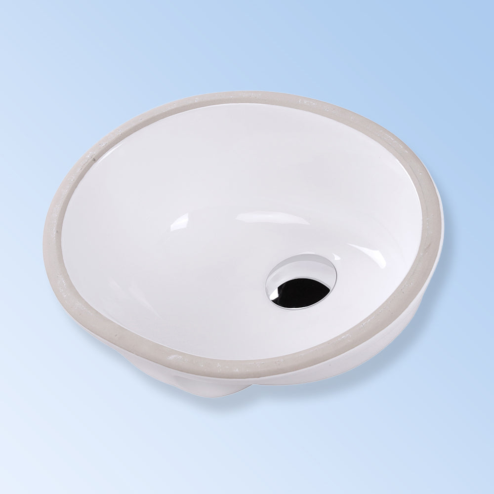 Under-counter porcelain Bathroom Sink with an overflow, 14 1/2"W, 11 1/2"D, 6"H
