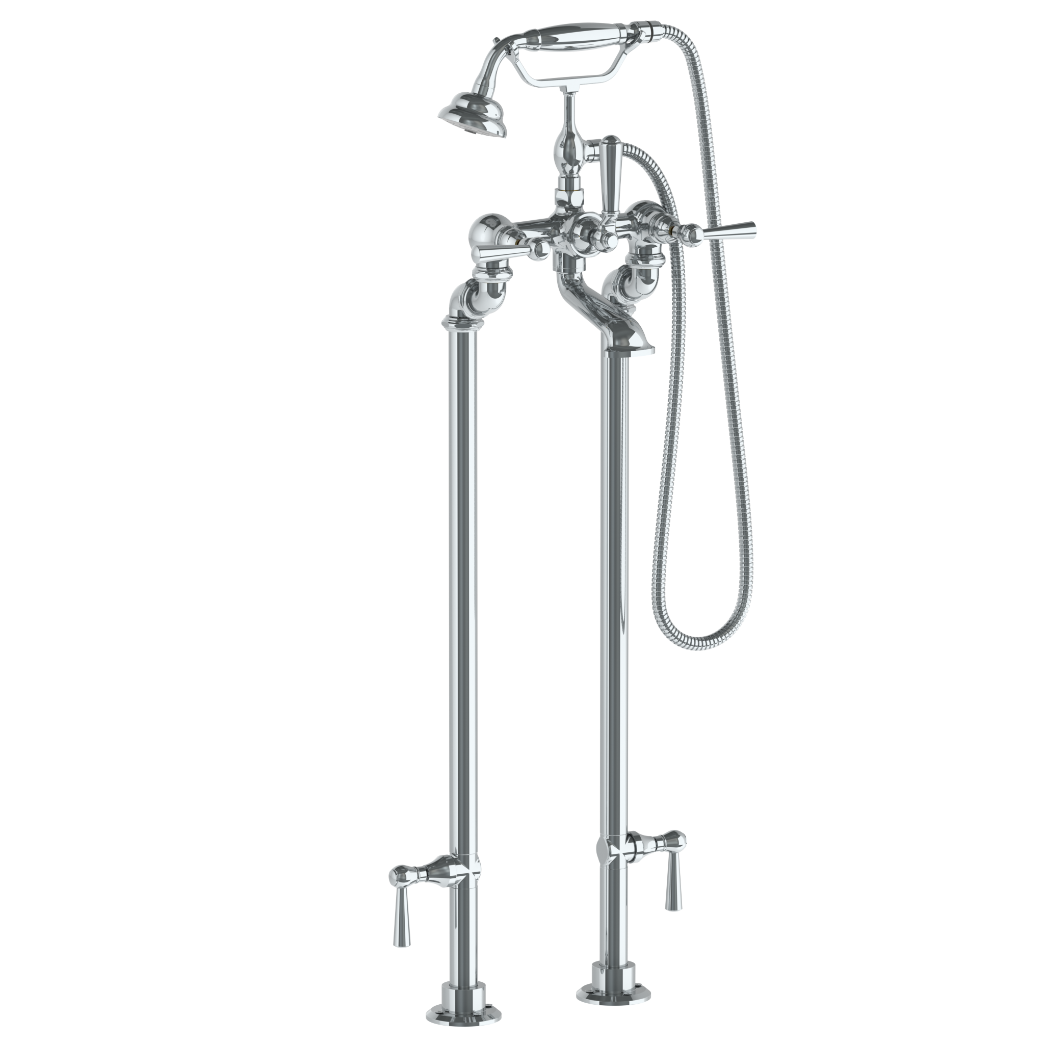 Floor Standing Bath Set With Hand Shower And Shut-Off Valves