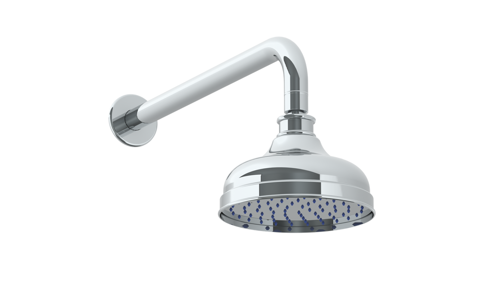 Wall Mounted Shower Head, 8"dia, with 14" Arm and Flange