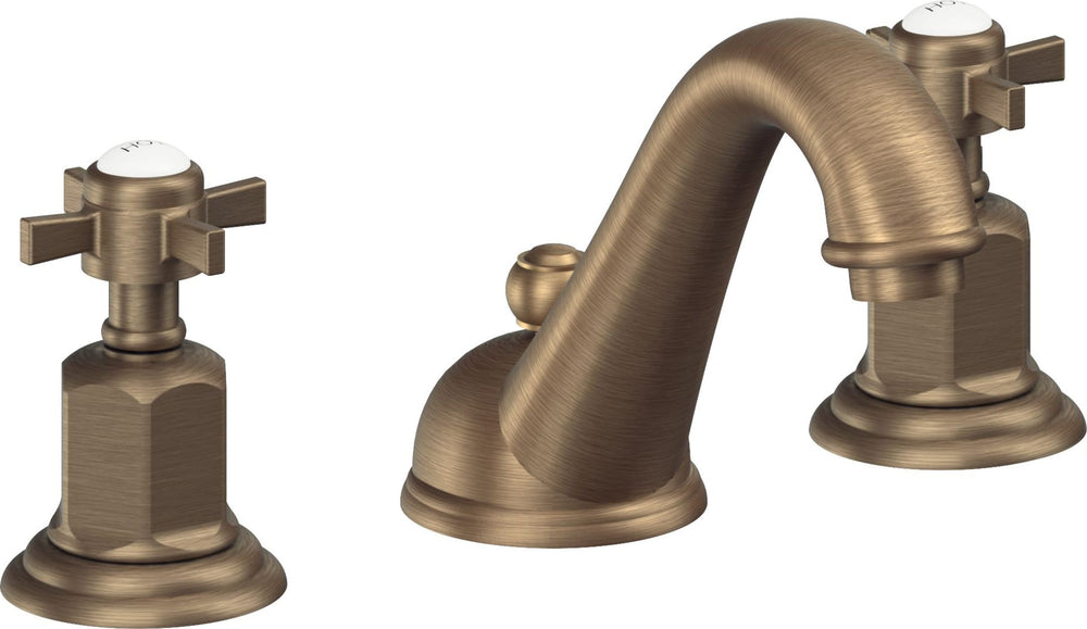 California Faucets - 3402ZBF-ABF - 8" Widespread Lavatory Faucet with Completely Finished ZeroDrain - Antique Brass Flat - Cardiff