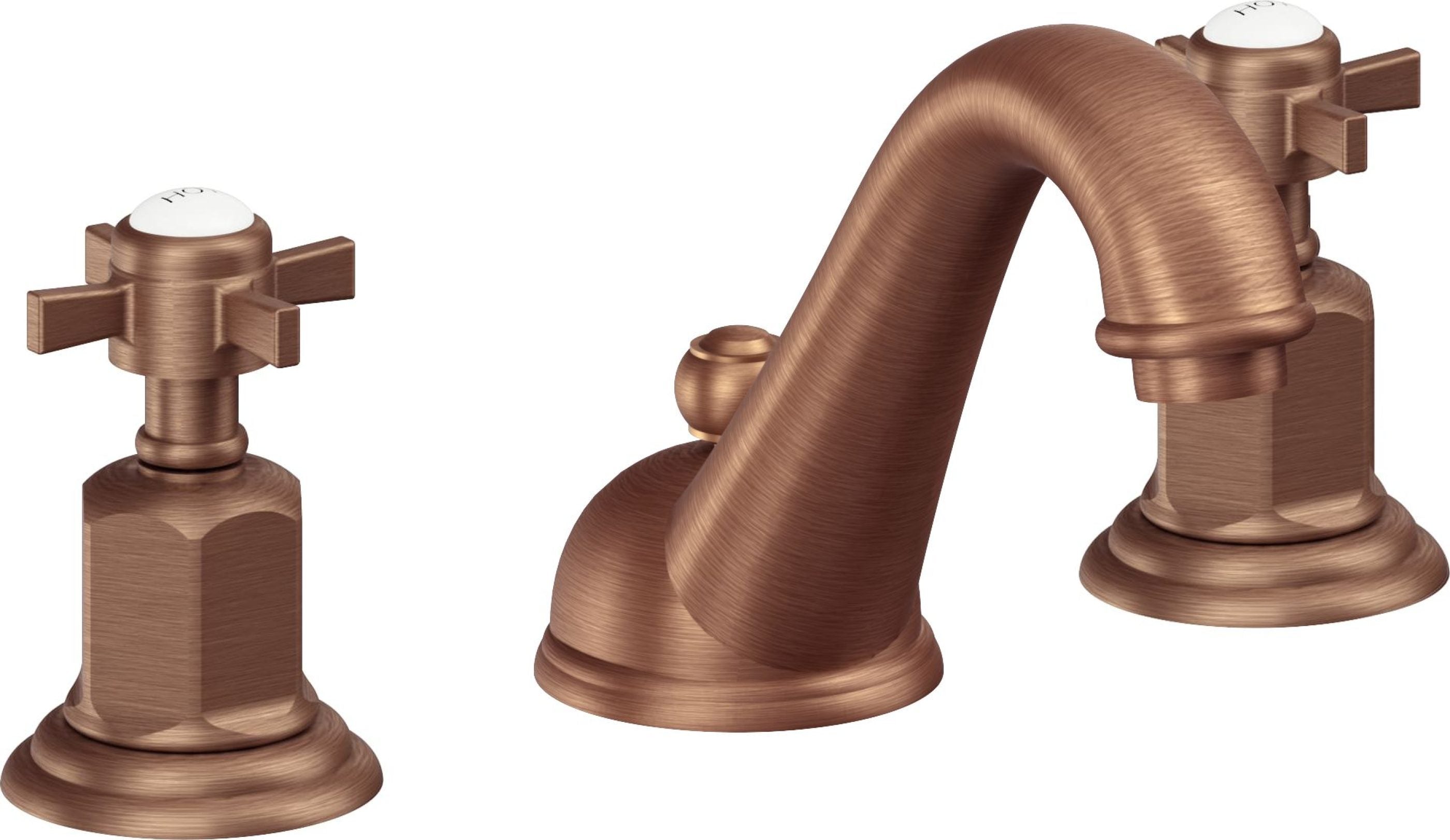 California Faucets - 3402-ACF - 8" Widespread Lavatory Faucet - Antique Copper Flat - Cardiff