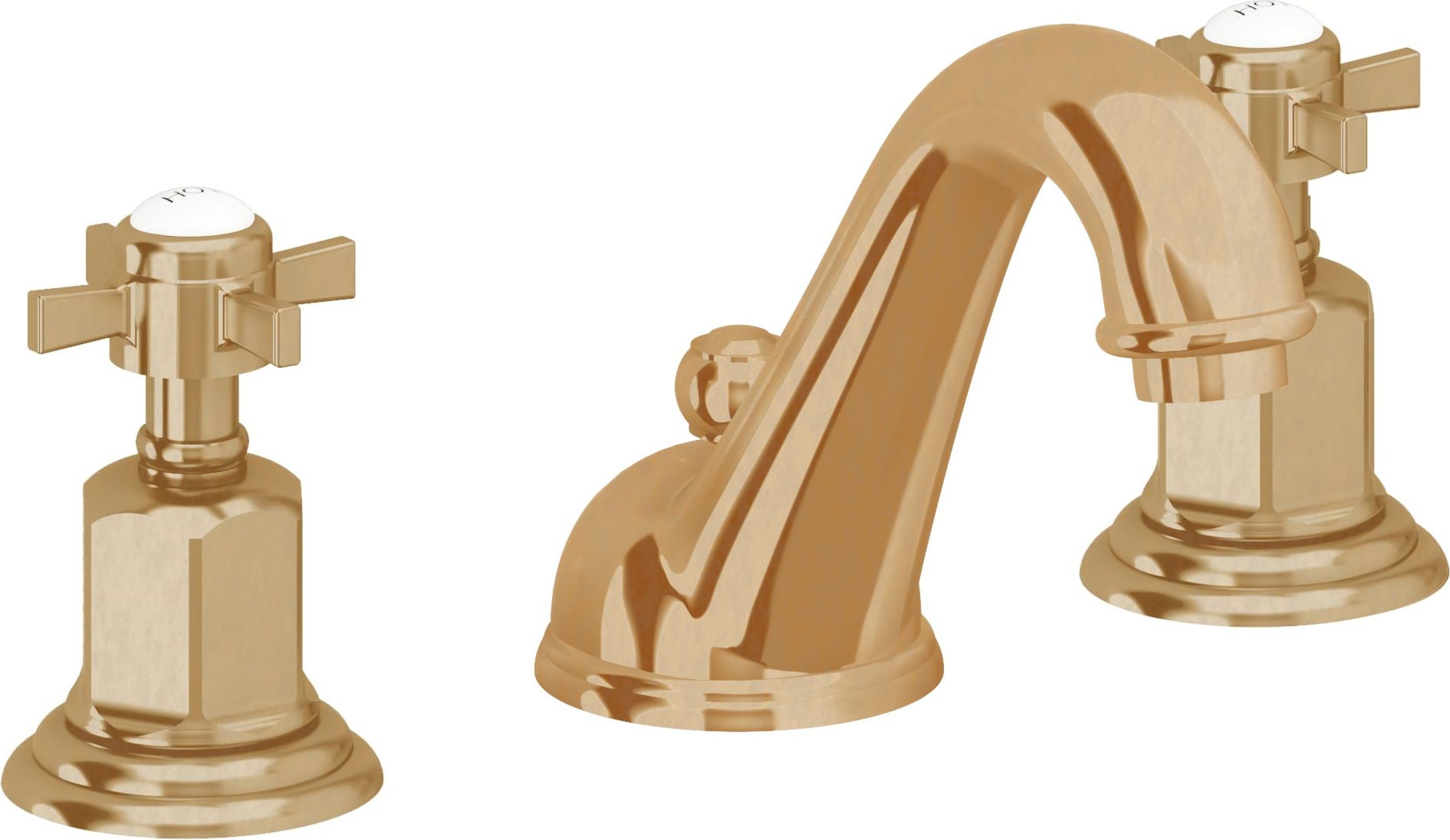 California Faucets - 3402ZBF-BBU - 8" Widespread Lavatory Faucet with Completely Finished ZeroDrain - Burnished Brass Uncoated - Cardiff