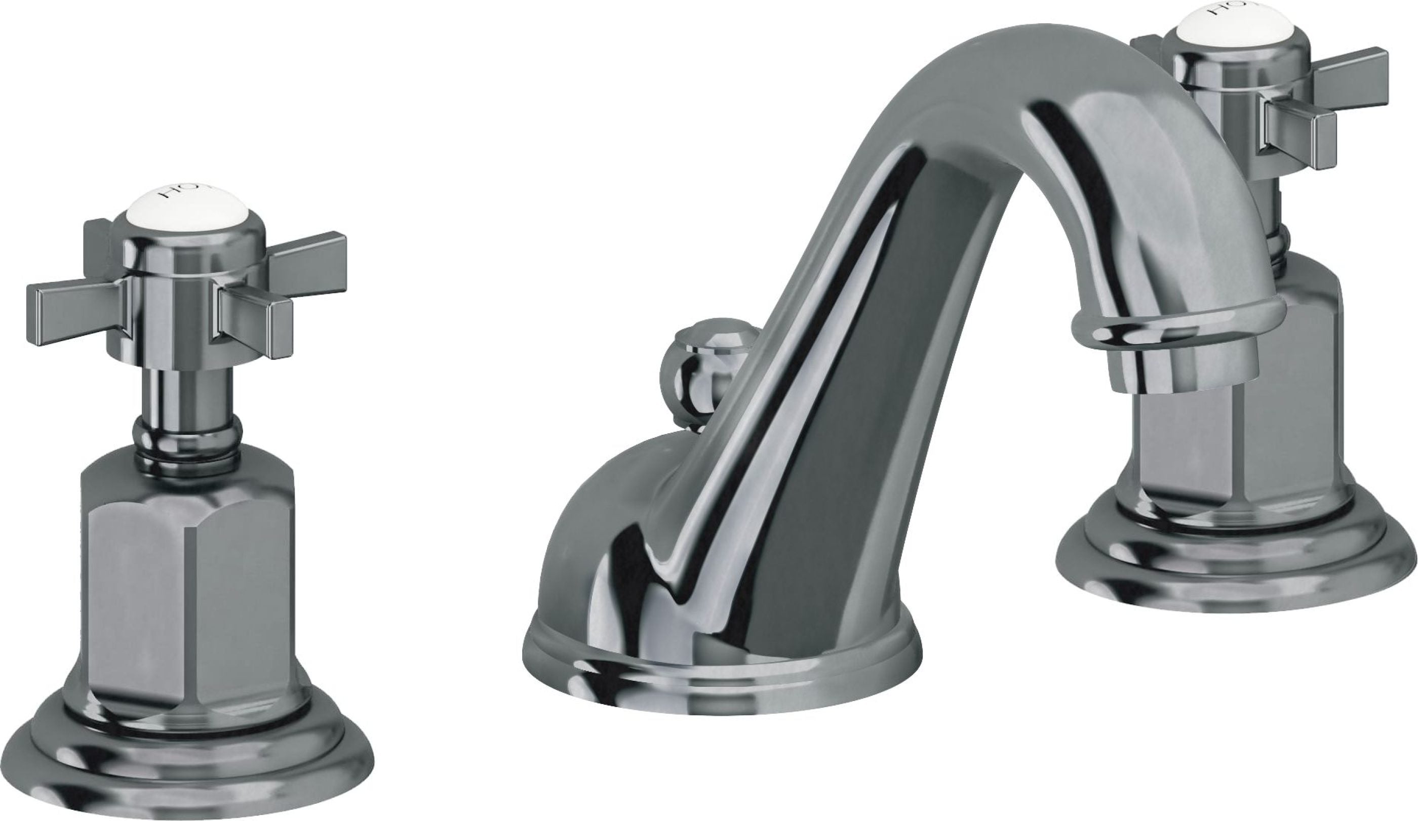 California Faucets - 3402ZBF-BLKN - 8" Widespread Lavatory Faucet with Completely Finished ZeroDrain - Black Nickel (PVD) - Cardiff