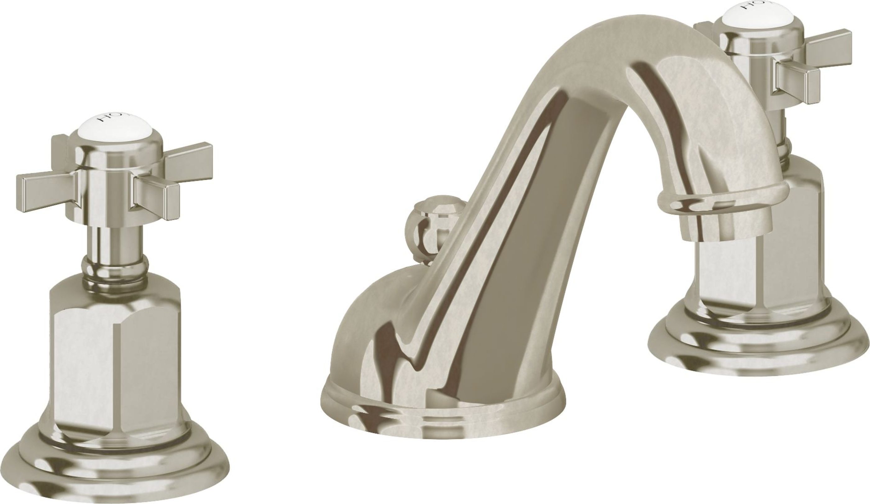 California Faucets - 3402-BNU - 8" Widespread Lavatory Faucet - Burnished Nickel Uncoated - Cardiff