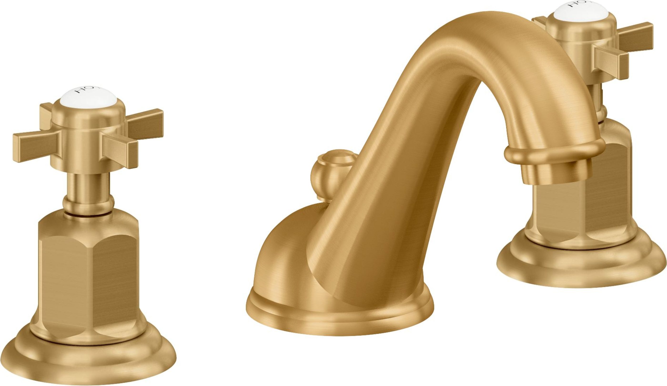 California Faucets - 3402ZB-LSG - 8" Widespread Lavatory Faucet with ZeroDrain - Lifetime Satin Gold (PVD) - Cardiff