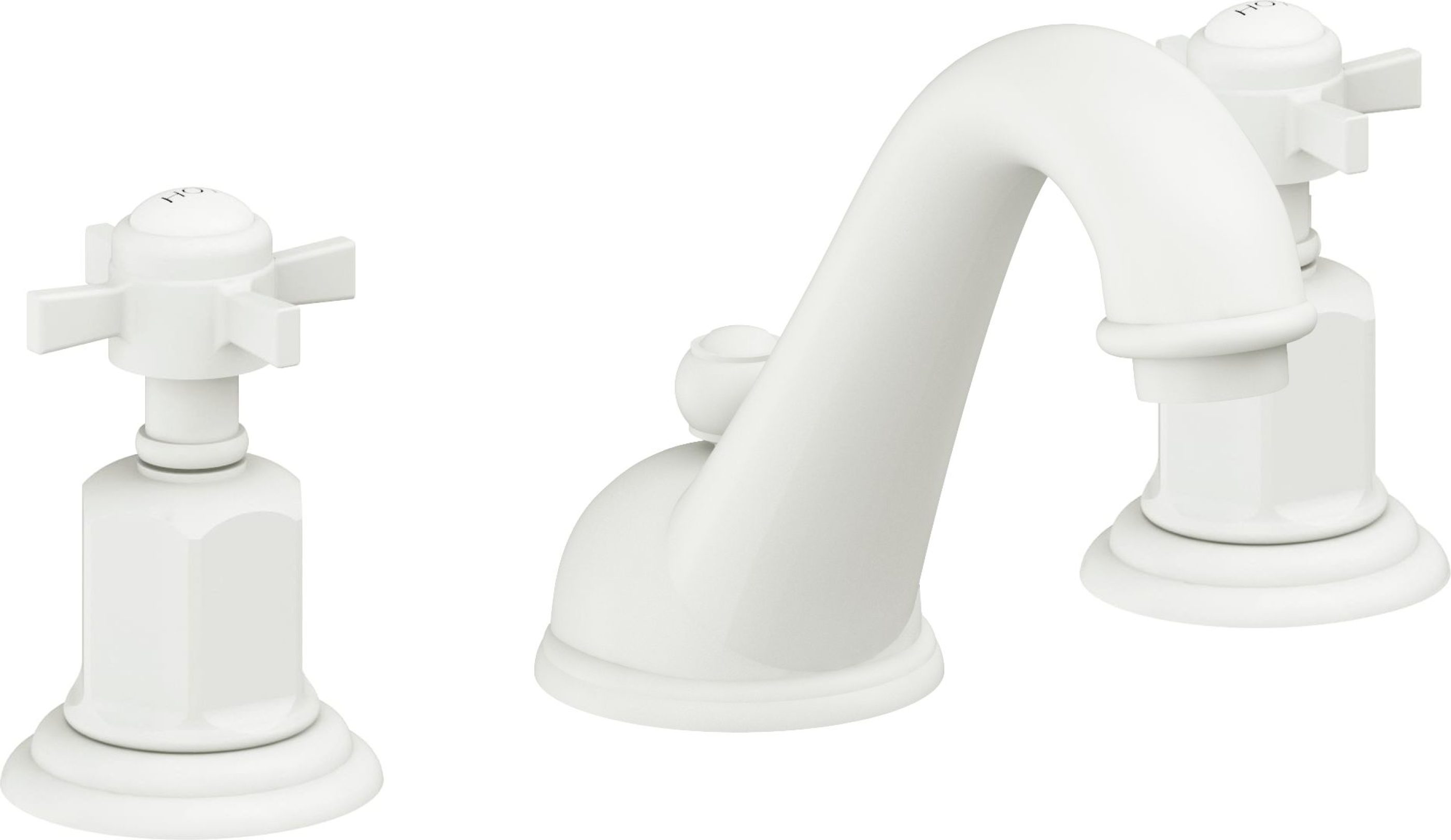 California Faucets - 3402ZB-MWHT - 8" Widespread Lavatory Faucet with ZeroDrain - Matte White - Cardiff